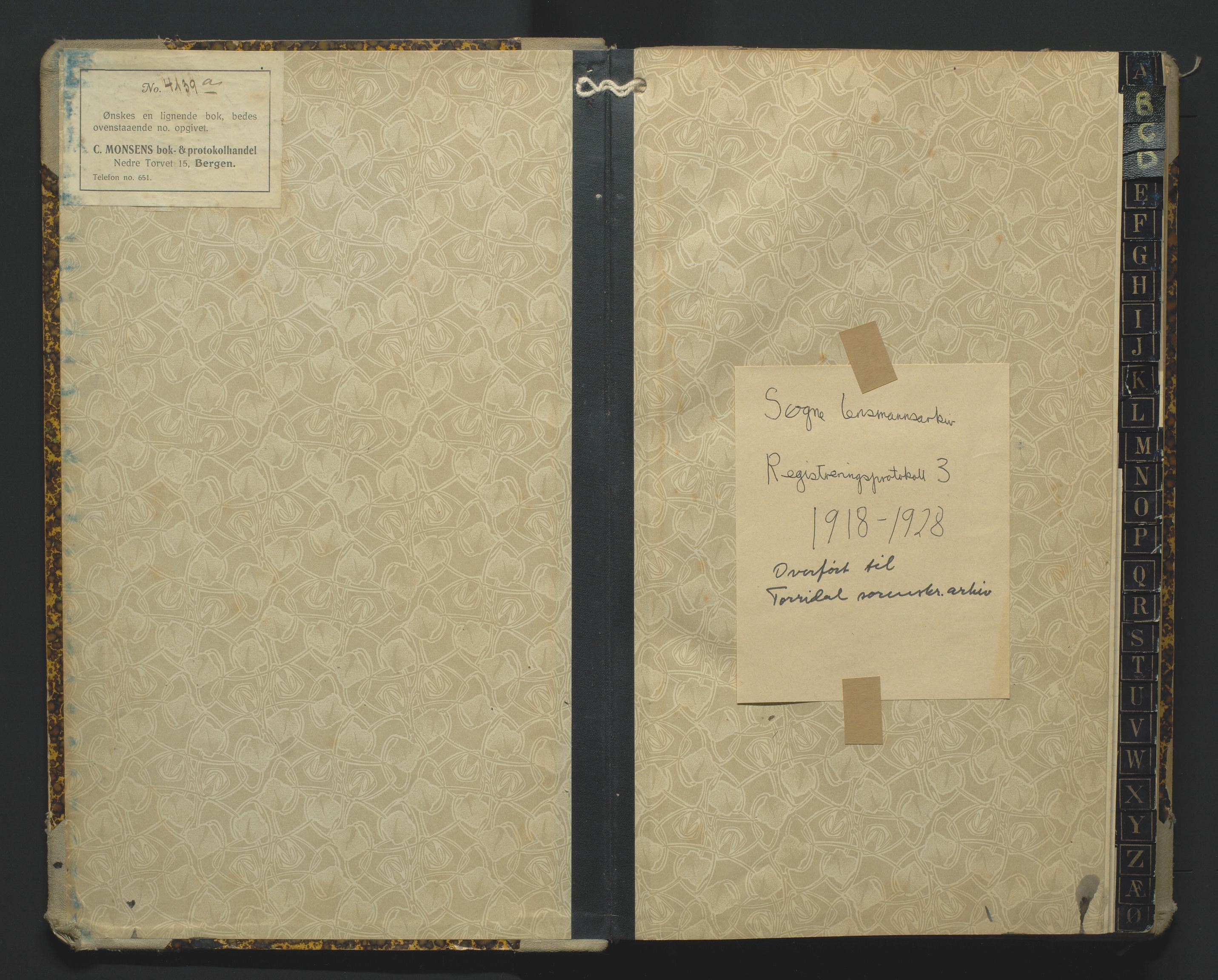 Torridal sorenskriveri, SAK/1221-0012/H/Hc/L0013: Skifteregistreringsprotokoll Søgne og Greipstad lensmannsdistrikt nr. 3, 1918-1928