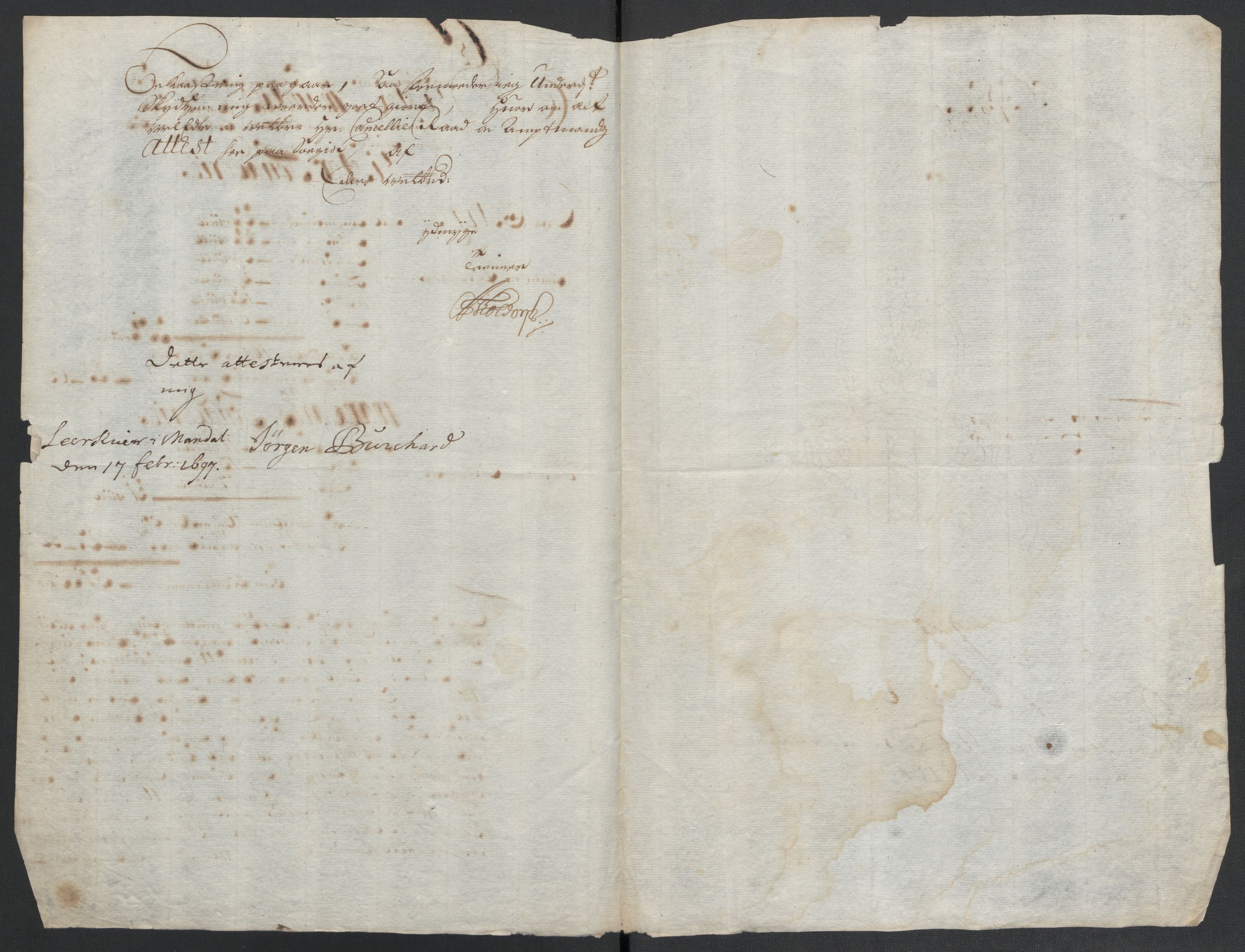 Rentekammeret inntil 1814, Reviderte regnskaper, Fogderegnskap, AV/RA-EA-4092/R43/L2546: Fogderegnskap Lista og Mandal, 1696-1697, p. 174