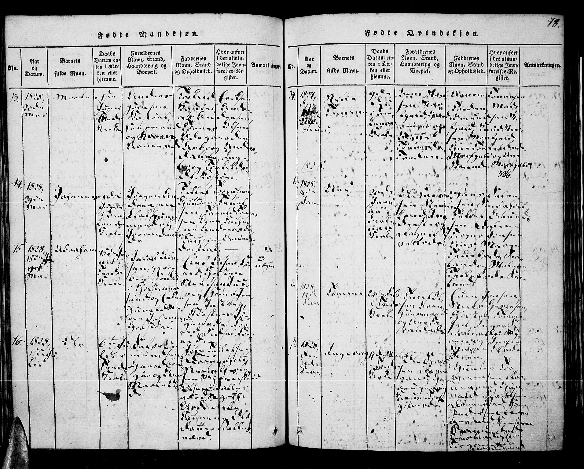 Tveit sokneprestkontor, AV/SAK-1111-0043/F/Fa/L0002: Parish register (official) no. A 2, 1820-1830, p. 78