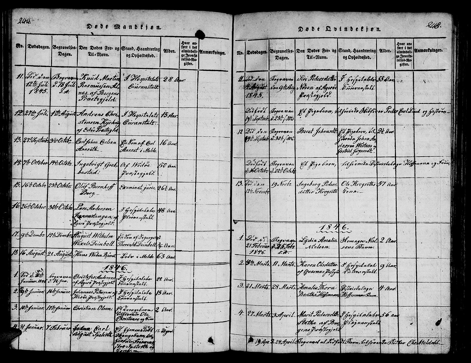 Ministerialprotokoller, klokkerbøker og fødselsregistre - Møre og Romsdal, SAT/A-1454/558/L0700: Parish register (copy) no. 558C01, 1818-1868, p. 244-245