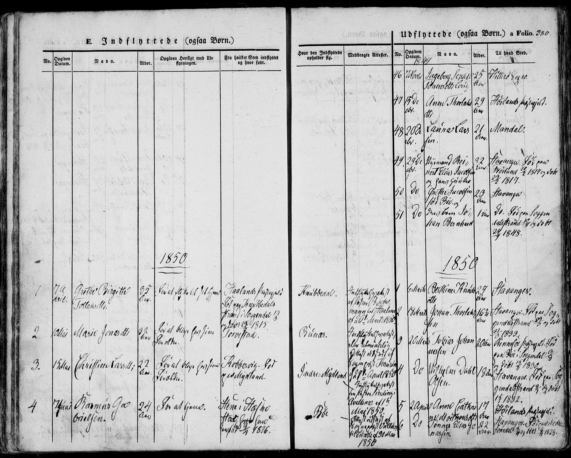 Sokndal sokneprestkontor, SAST/A-101808: Parish register (official) no. A 8.2, 1842-1857, p. 380