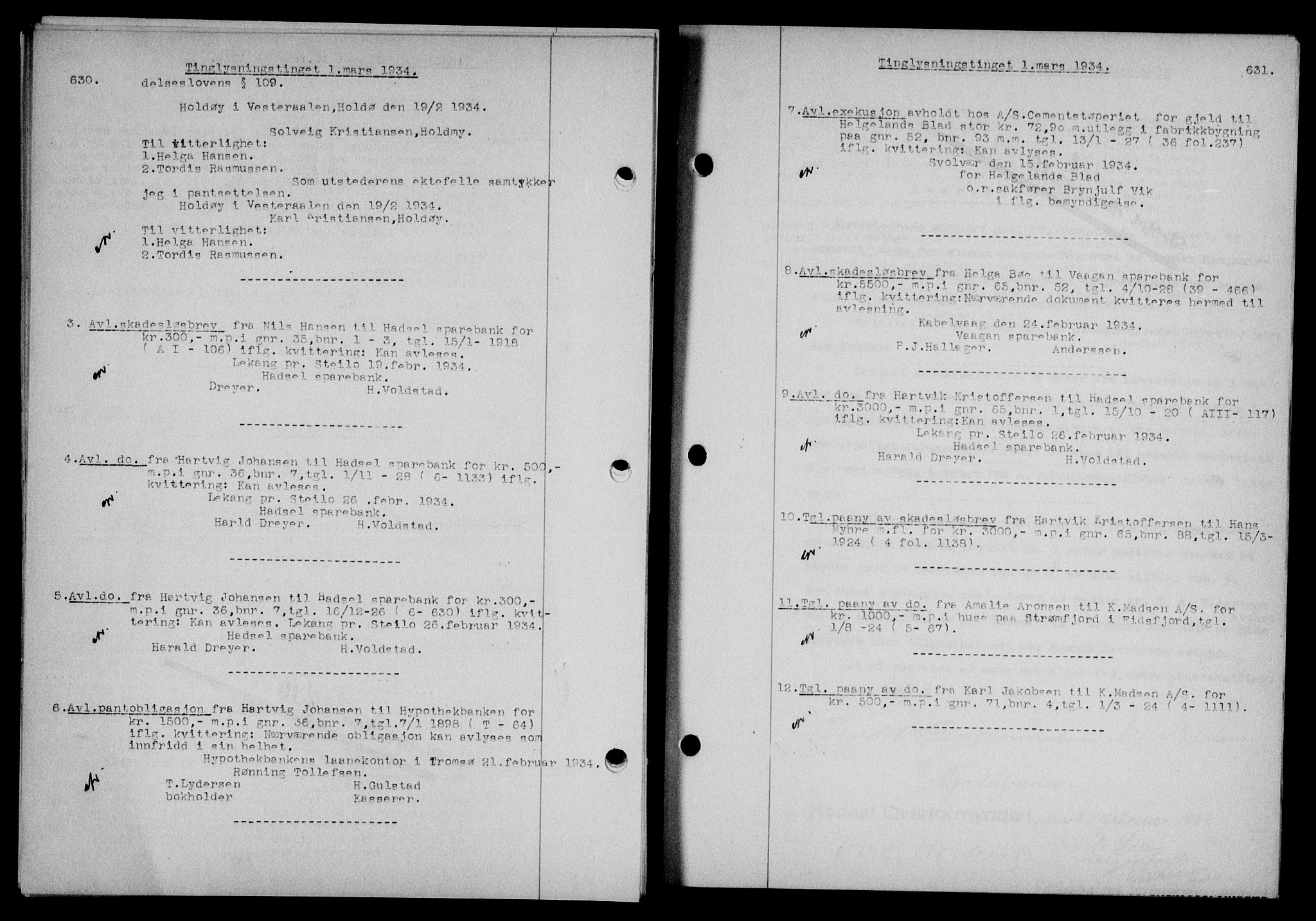 Vesterålen sorenskriveri, SAT/A-4180/1/2/2Ca/L0059: Mortgage book no. 52, 1933-1934, Deed date: 01.03.1934