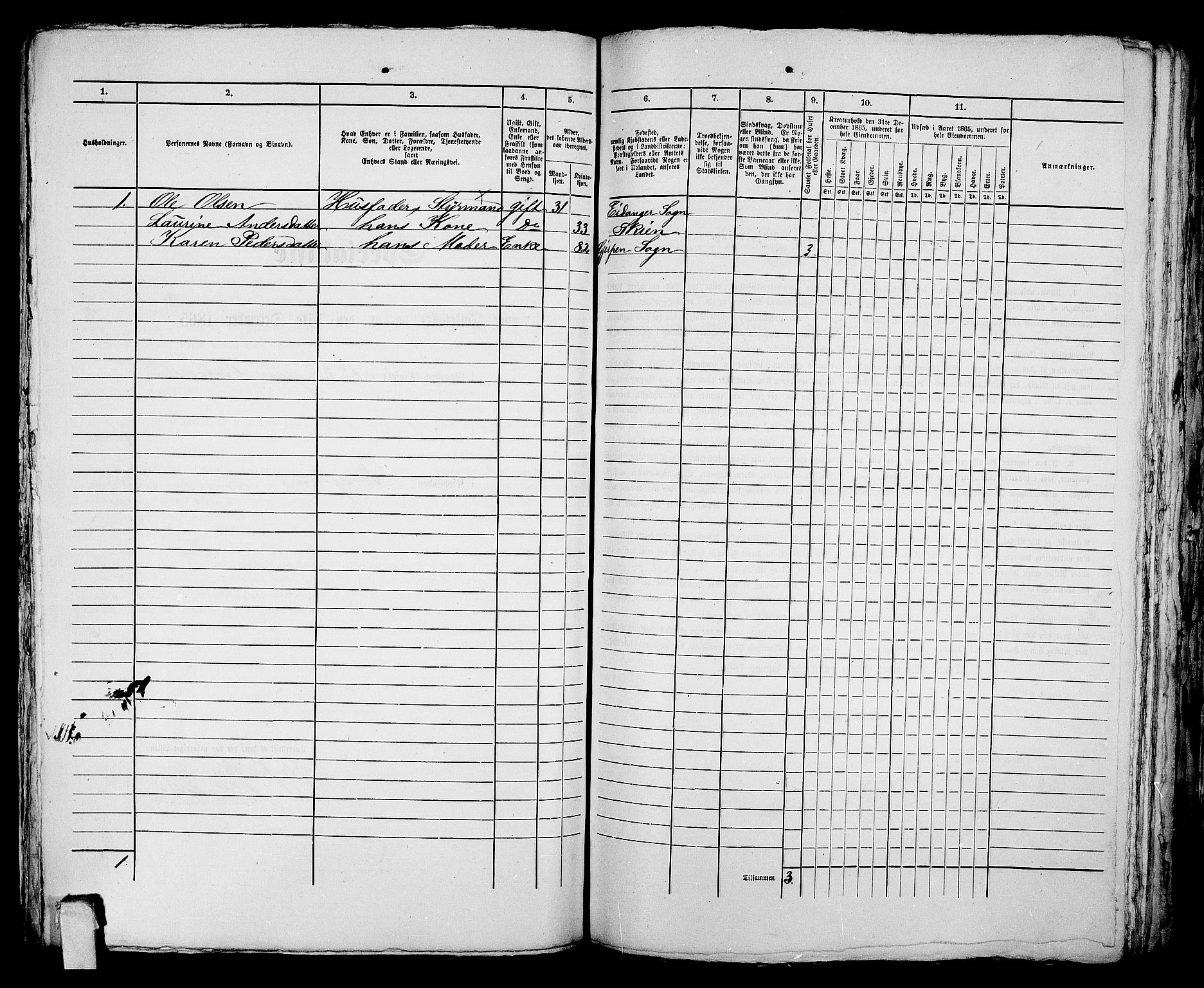 RA, 1865 census for Porsgrunn, 1865, p. 649