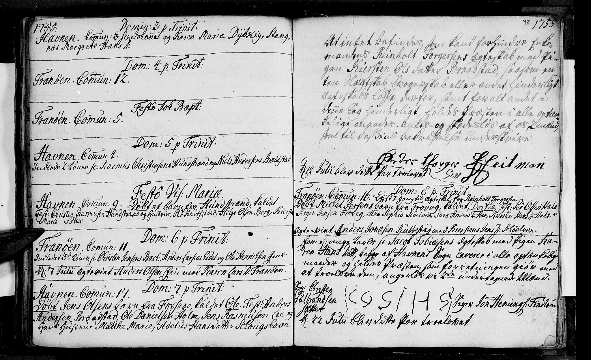 Ibestad sokneprestembete, AV/SATØ-S-0077/H/Ha/Haa/L0001kirke: Parish register (official) no. 1, 1744-1757, p. 98