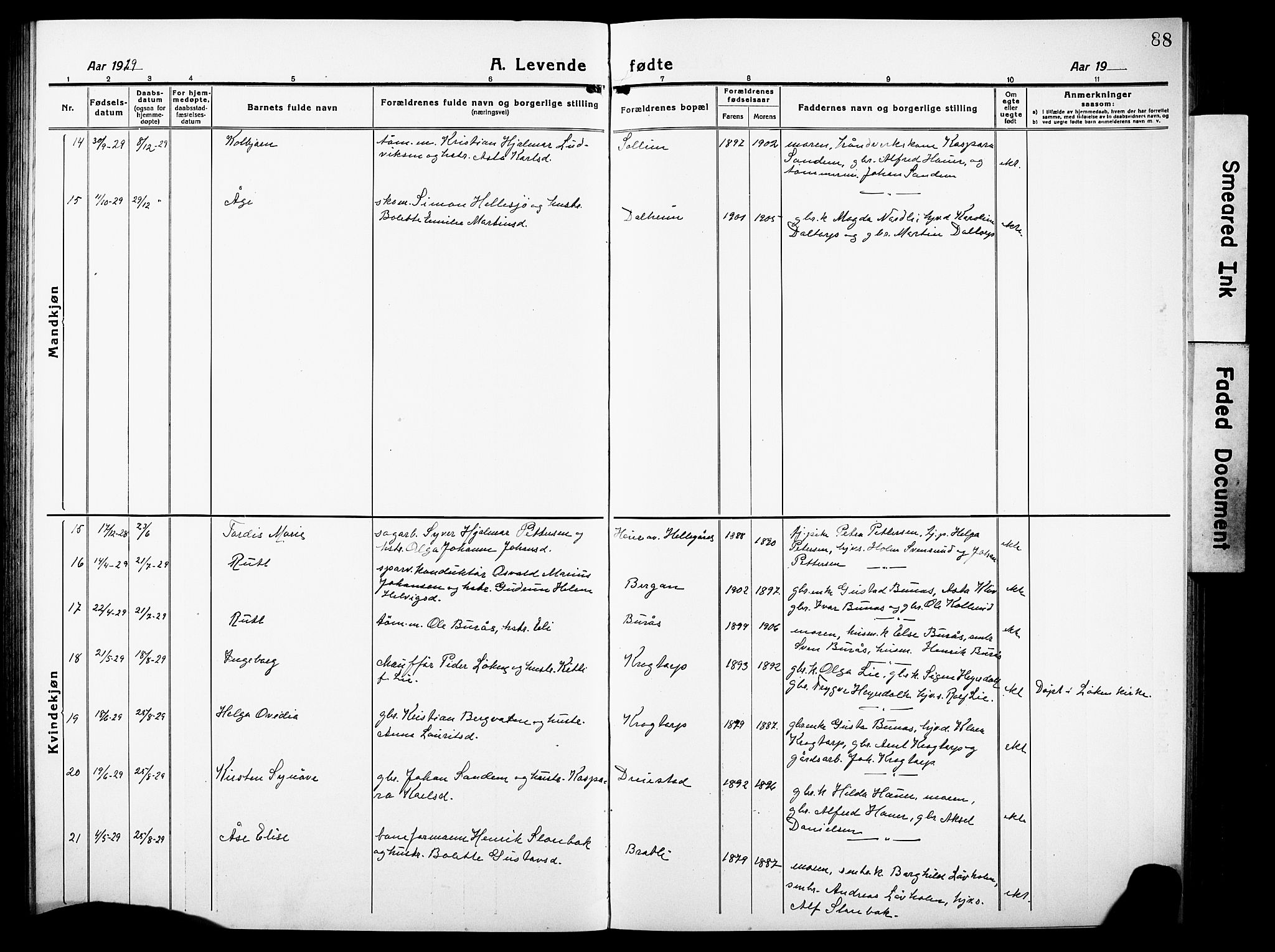 Høland prestekontor Kirkebøker, AV/SAO-A-10346a/G/Gb/L0002: Parish register (copy) no. II 2, 1915-1933, p. 88