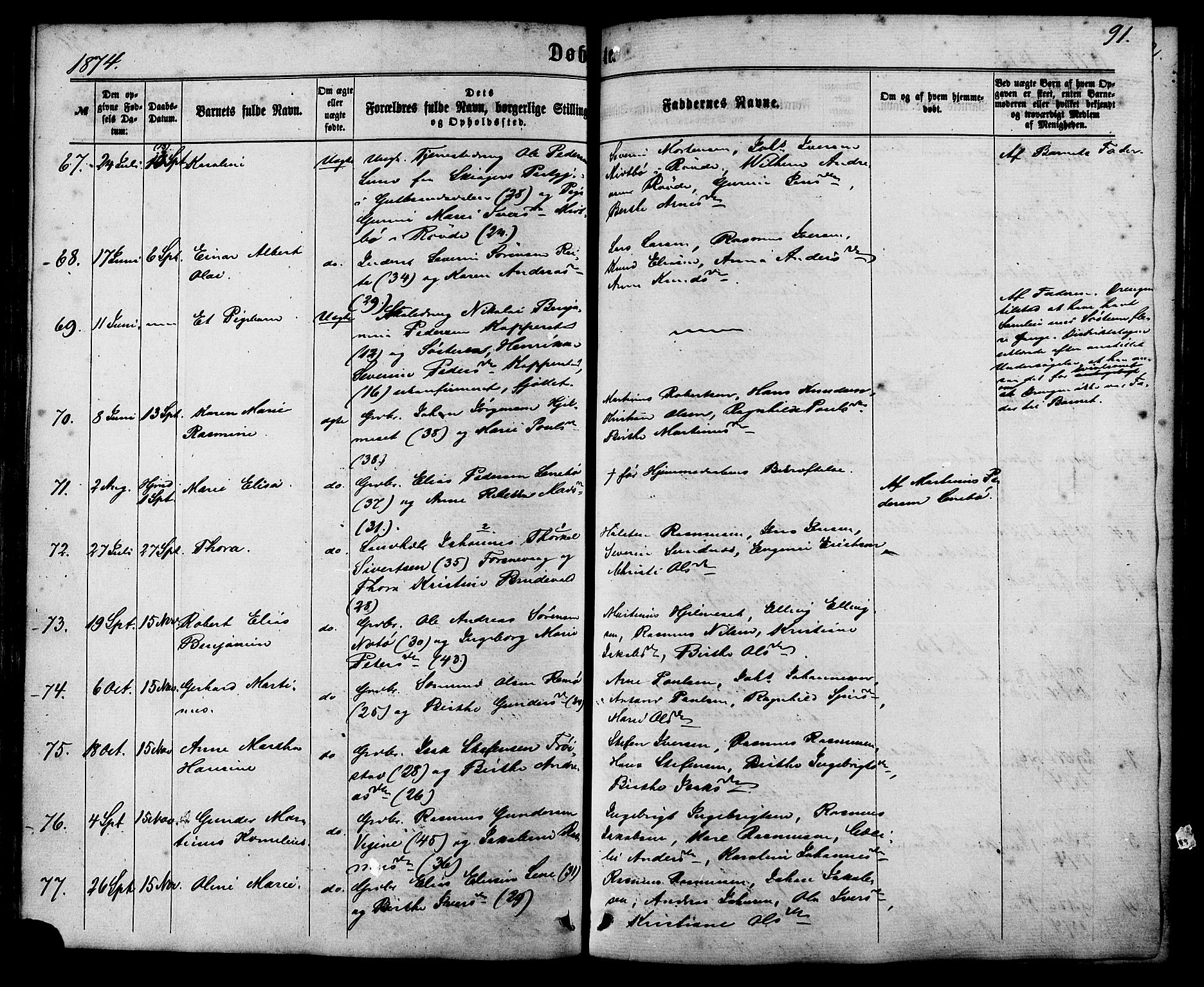 Ministerialprotokoller, klokkerbøker og fødselsregistre - Møre og Romsdal, AV/SAT-A-1454/507/L0071: Parish register (official) no. 507A06, 1863-1878, p. 91