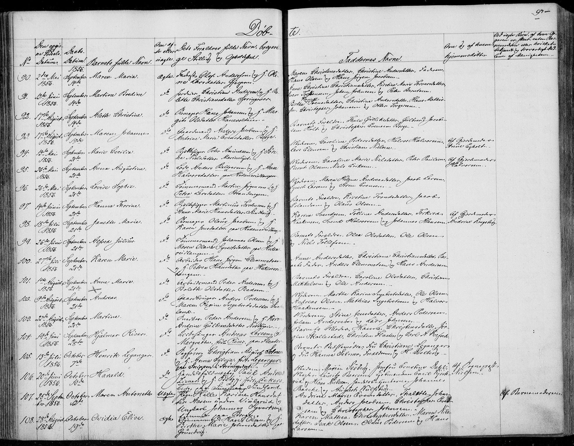 Skoger kirkebøker, SAKO/A-59/F/Fa/L0003: Parish register (official) no. I 3, 1842-1861, p. 97