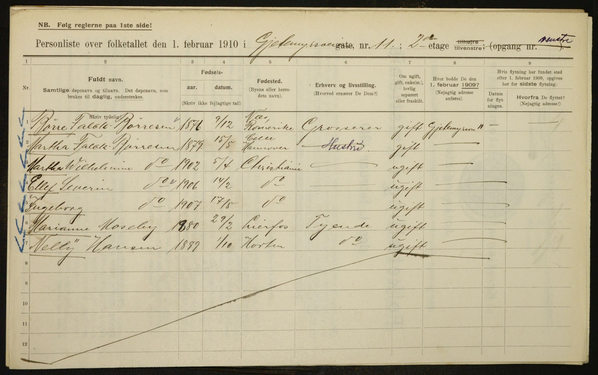 OBA, Municipal Census 1910 for Kristiania, 1910, p. 27347