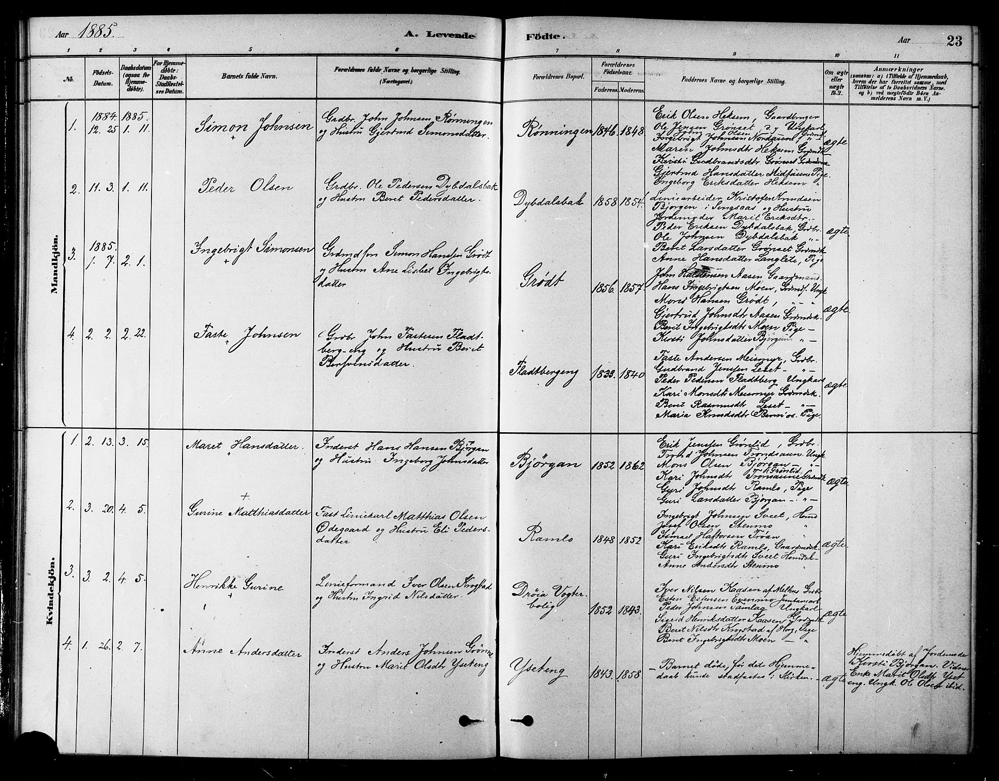 Ministerialprotokoller, klokkerbøker og fødselsregistre - Sør-Trøndelag, SAT/A-1456/685/L0972: Parish register (official) no. 685A09, 1879-1890, p. 23