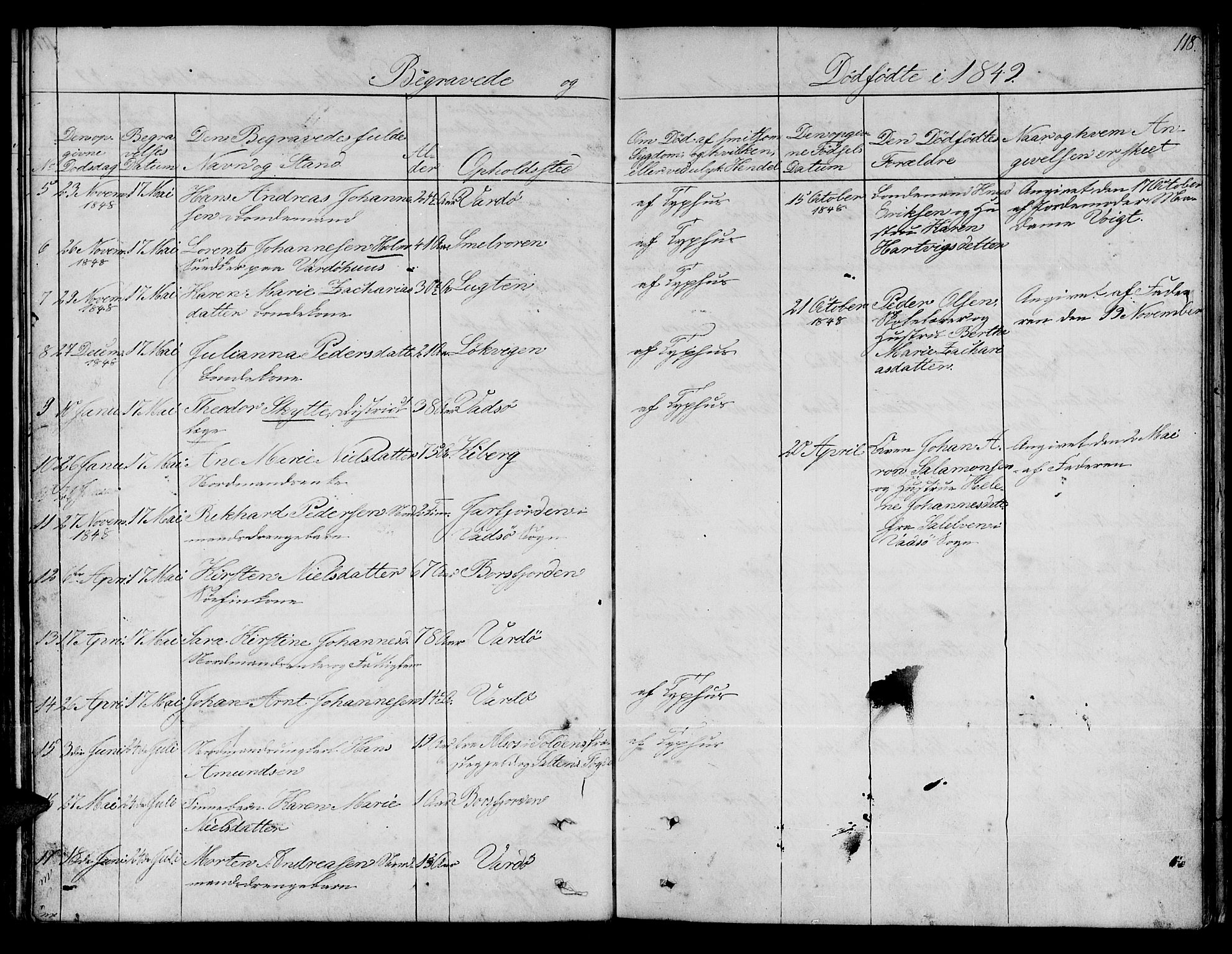 Vardø sokneprestkontor, SATØ/S-1332/H/Hb/L0001klokker: Parish register (copy) no. 1, 1844-1861, p. 118