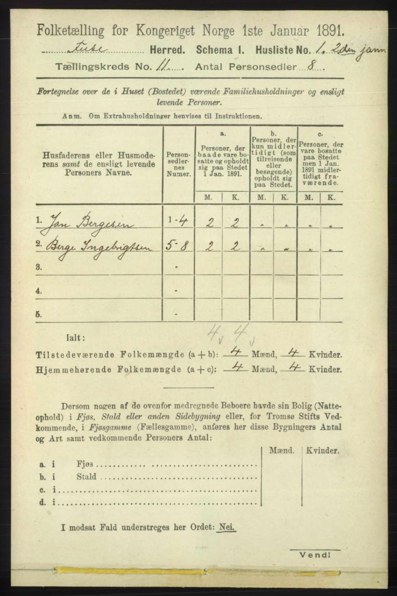 RA, 1891 census for 1241 Fusa, 1891, p. 2086