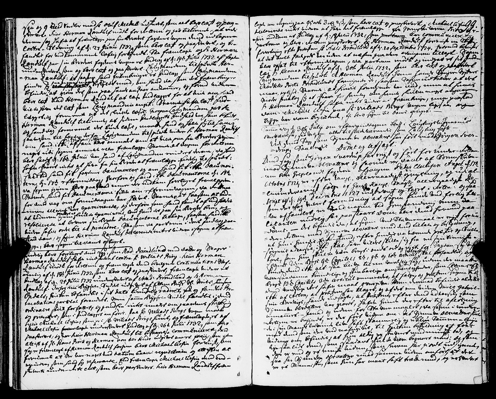 Nordland og Finnmarks lagstol, AV/SAT-A-5608/X/L0006: Justisprotokoll, 1730-1740, p. 98b-99a