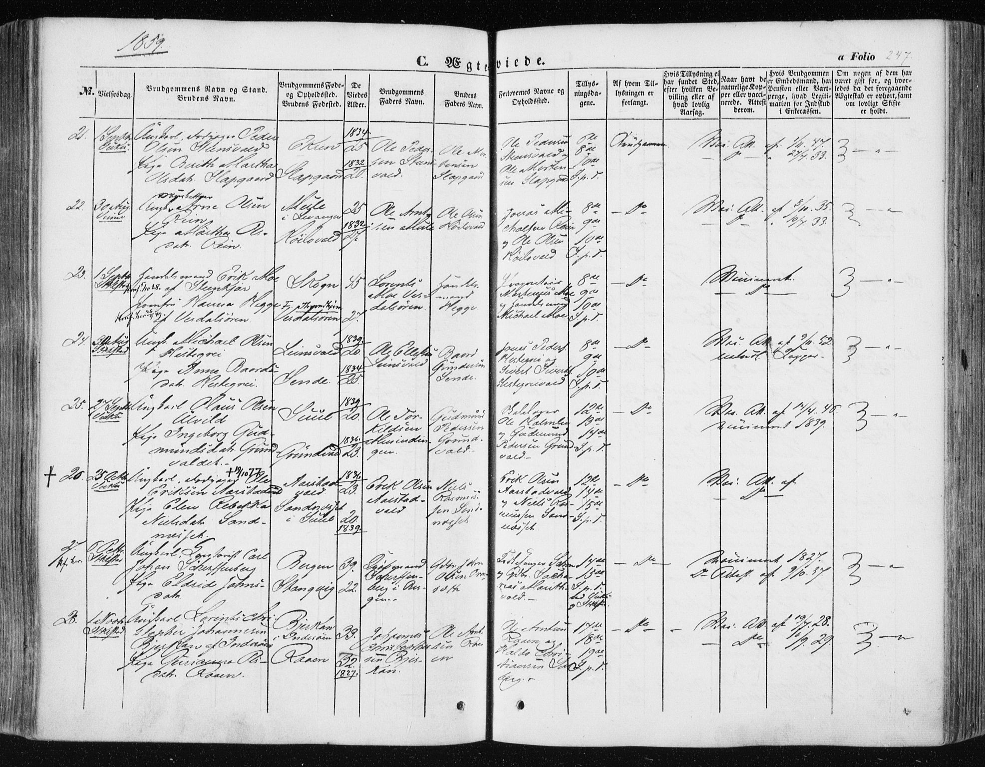 Ministerialprotokoller, klokkerbøker og fødselsregistre - Nord-Trøndelag, AV/SAT-A-1458/723/L0240: Parish register (official) no. 723A09, 1852-1860, p. 247