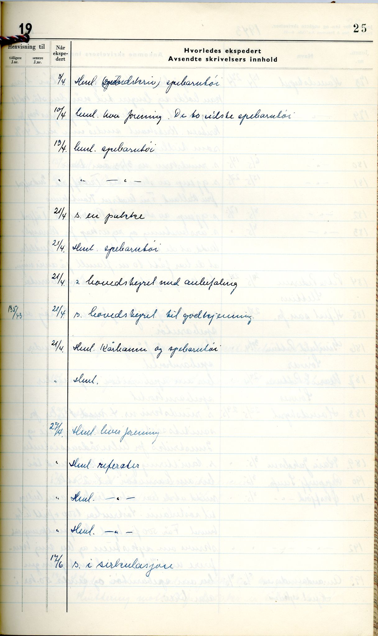 Norske Kvinners Sanitetsforening Finnmark , FMFB/A-1006/C/L0008: Journal for inn- og utgåtte brev, 1938-1944