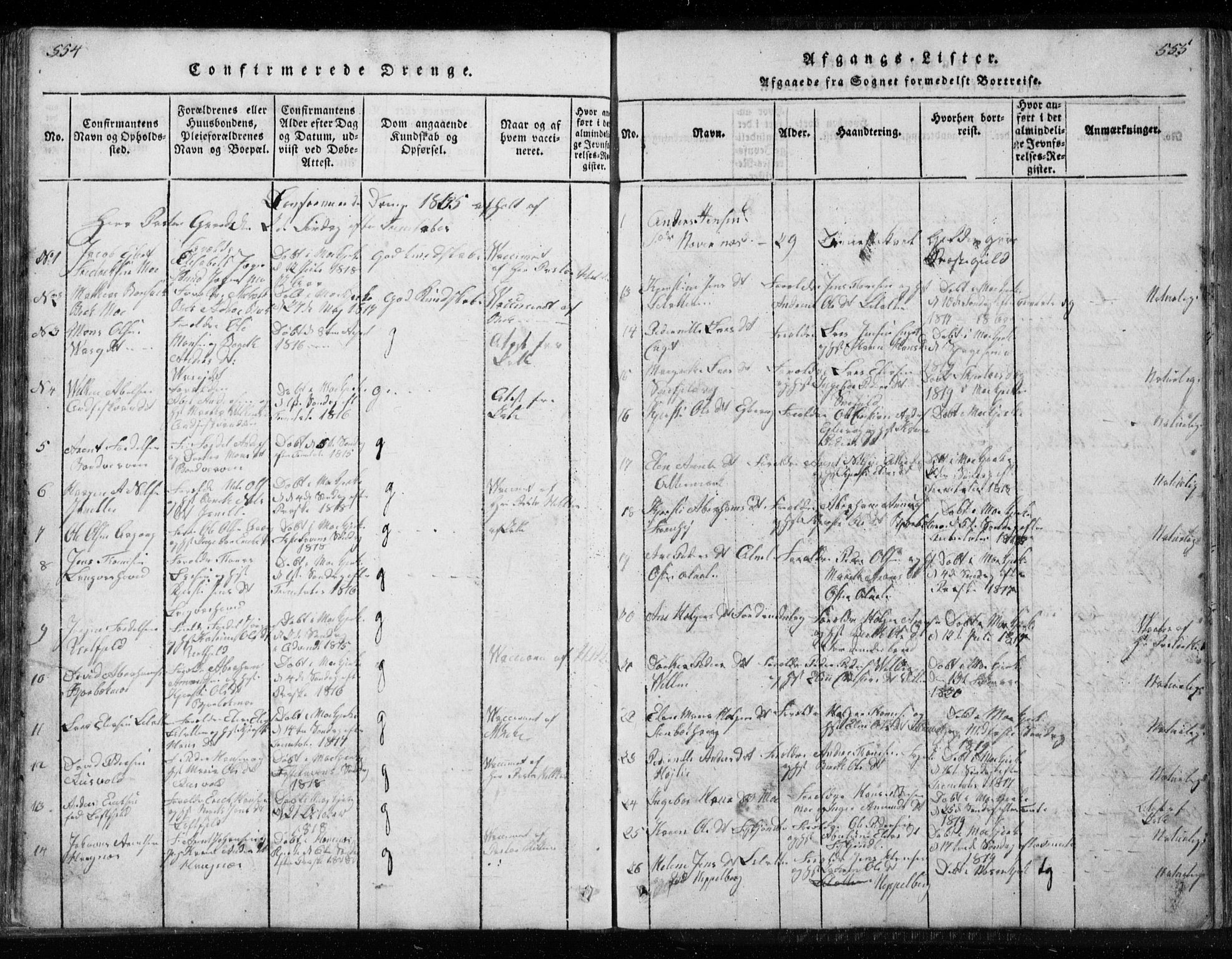 Ministerialprotokoller, klokkerbøker og fødselsregistre - Nordland, AV/SAT-A-1459/827/L0412: Parish register (copy) no. 827C01, 1820-1841, p. 554-555