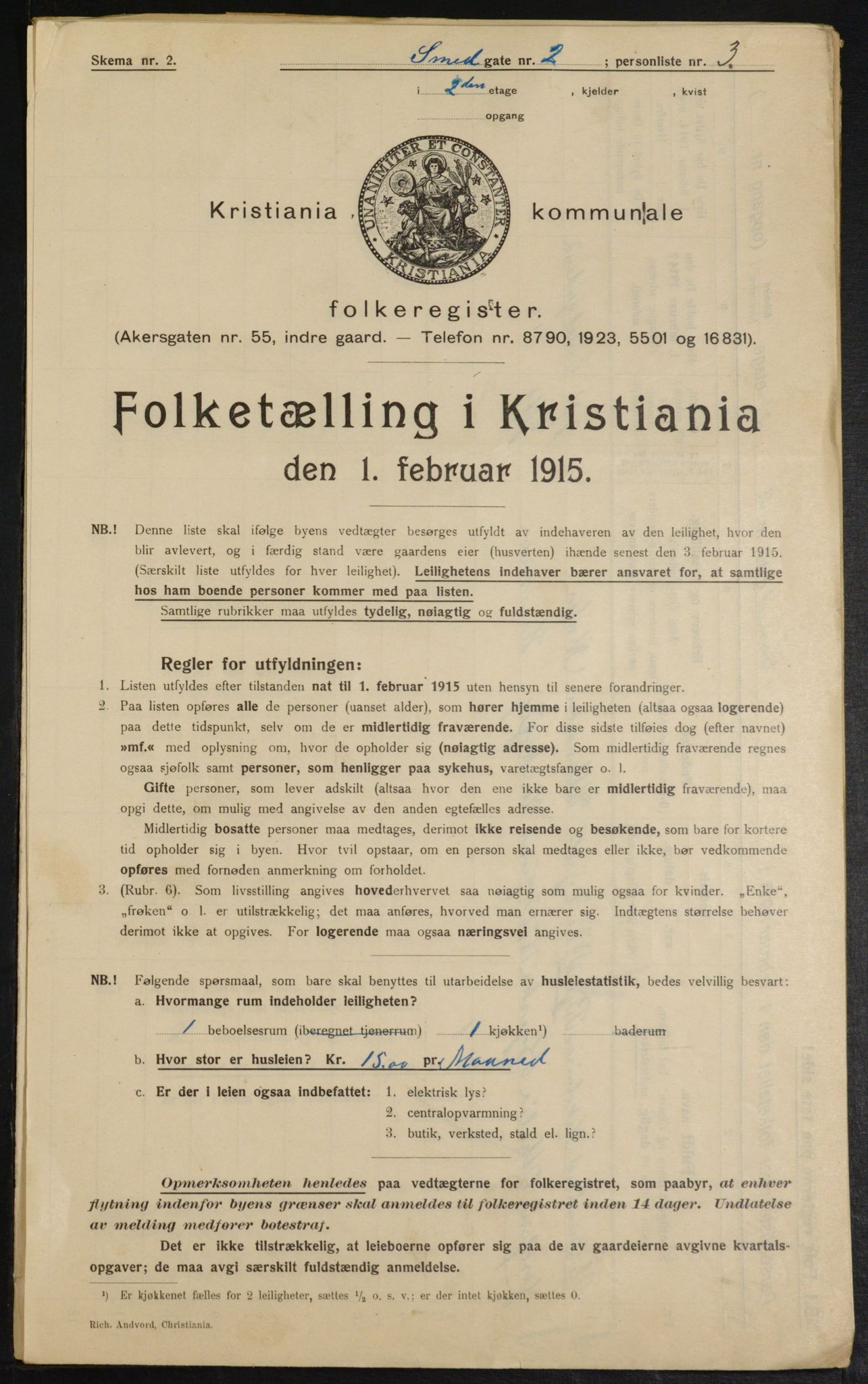 OBA, Municipal Census 1915 for Kristiania, 1915, p. 96991