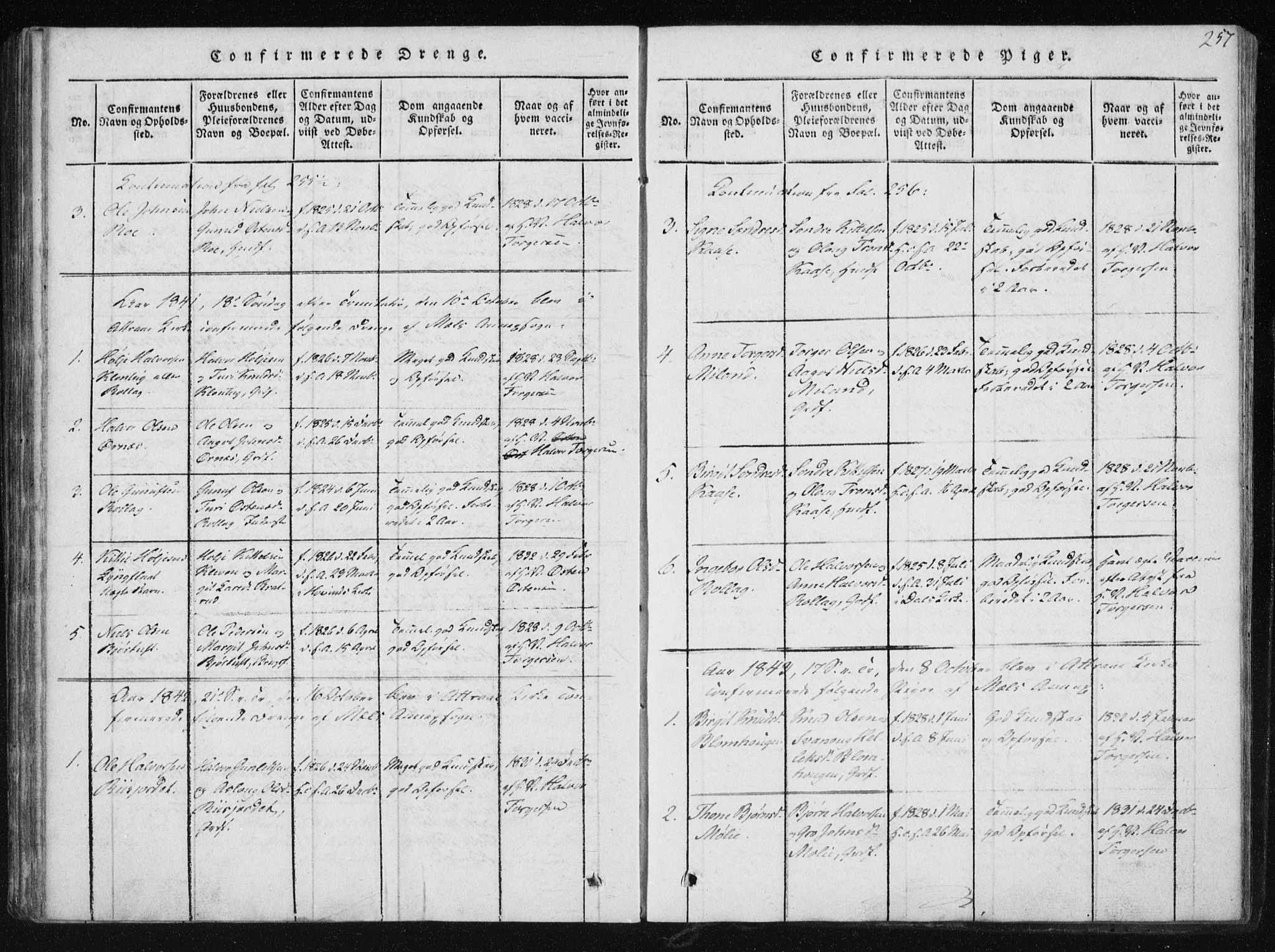 Tinn kirkebøker, SAKO/A-308/F/Fb/L0001: Parish register (official) no. II 1, 1815-1843, p. 257