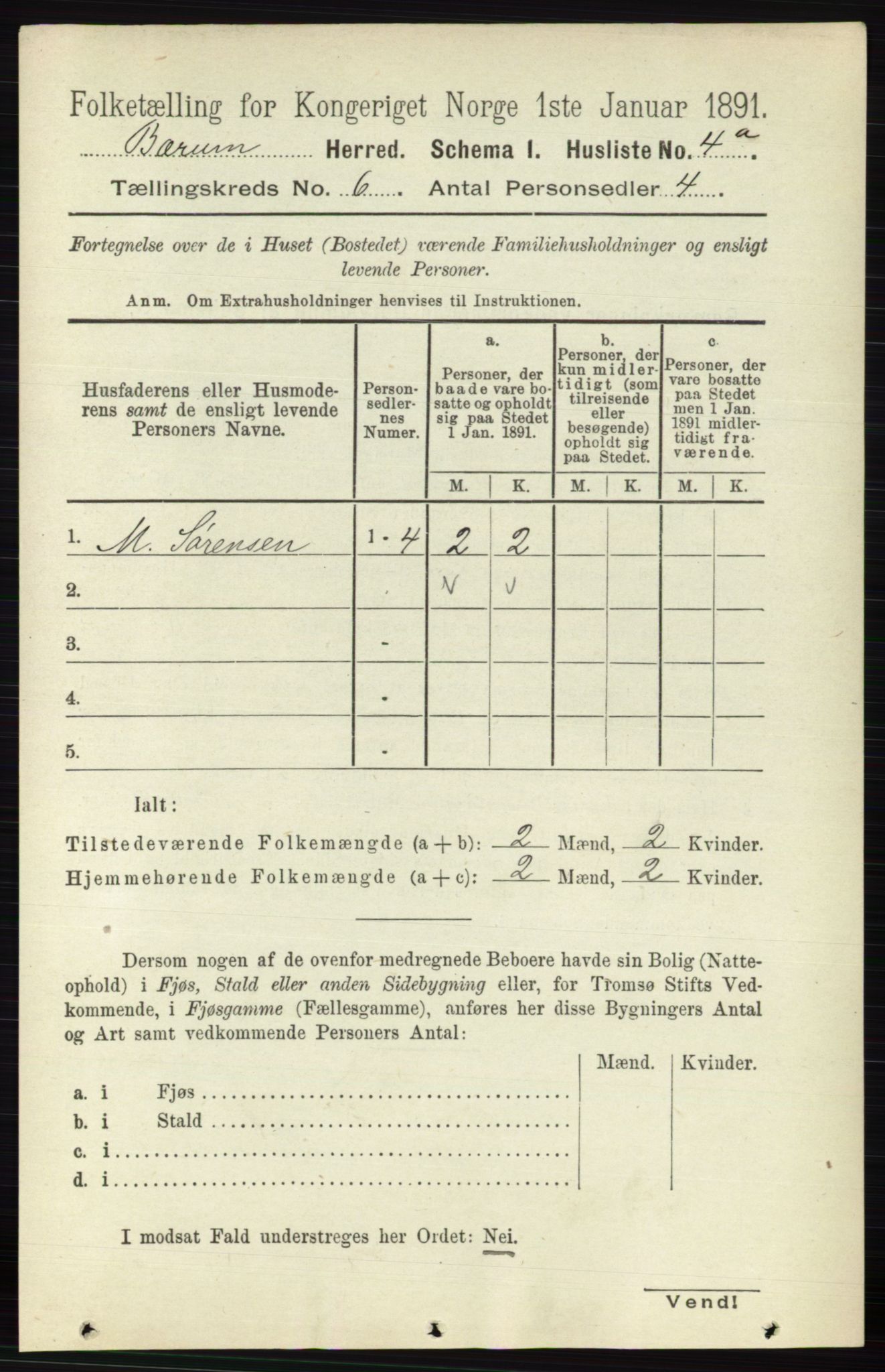 RA, 1891 census for 0219 Bærum, 1891, p. 3424