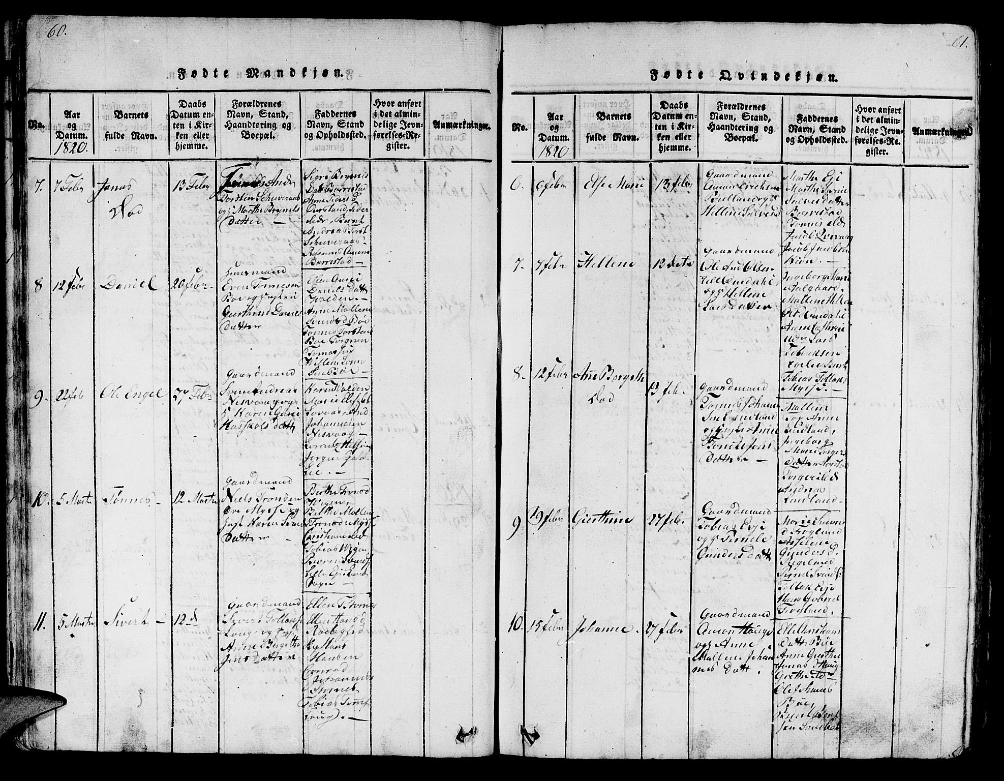 Sokndal sokneprestkontor, AV/SAST-A-101808: Parish register (copy) no. B 1, 1815-1848, p. 60-61