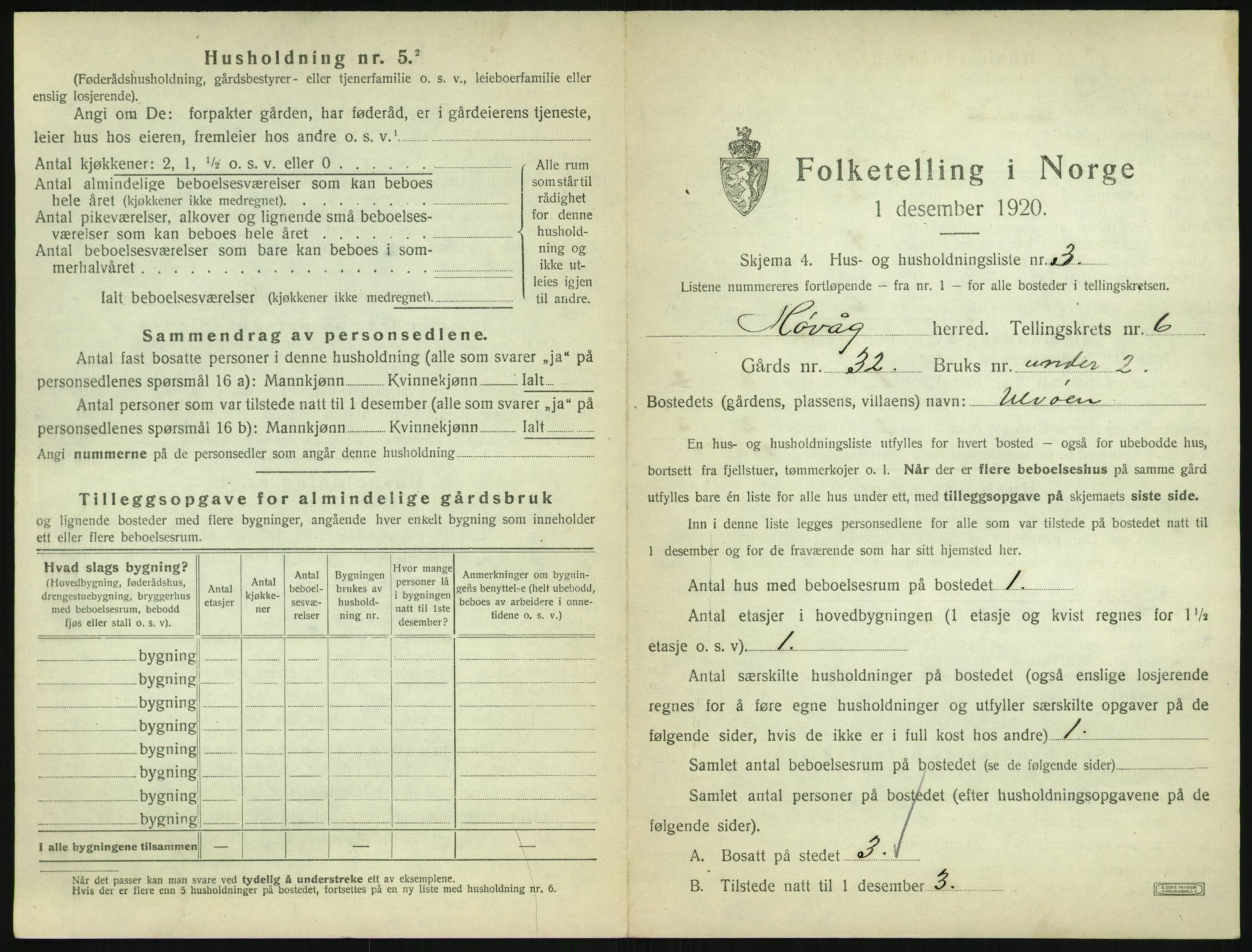 SAK, 1920 census for Høvåg, 1920, p. 504