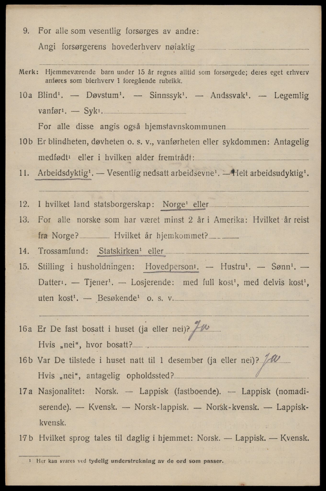 SAT, 1920 census for Fauske, 1920, p. 10467