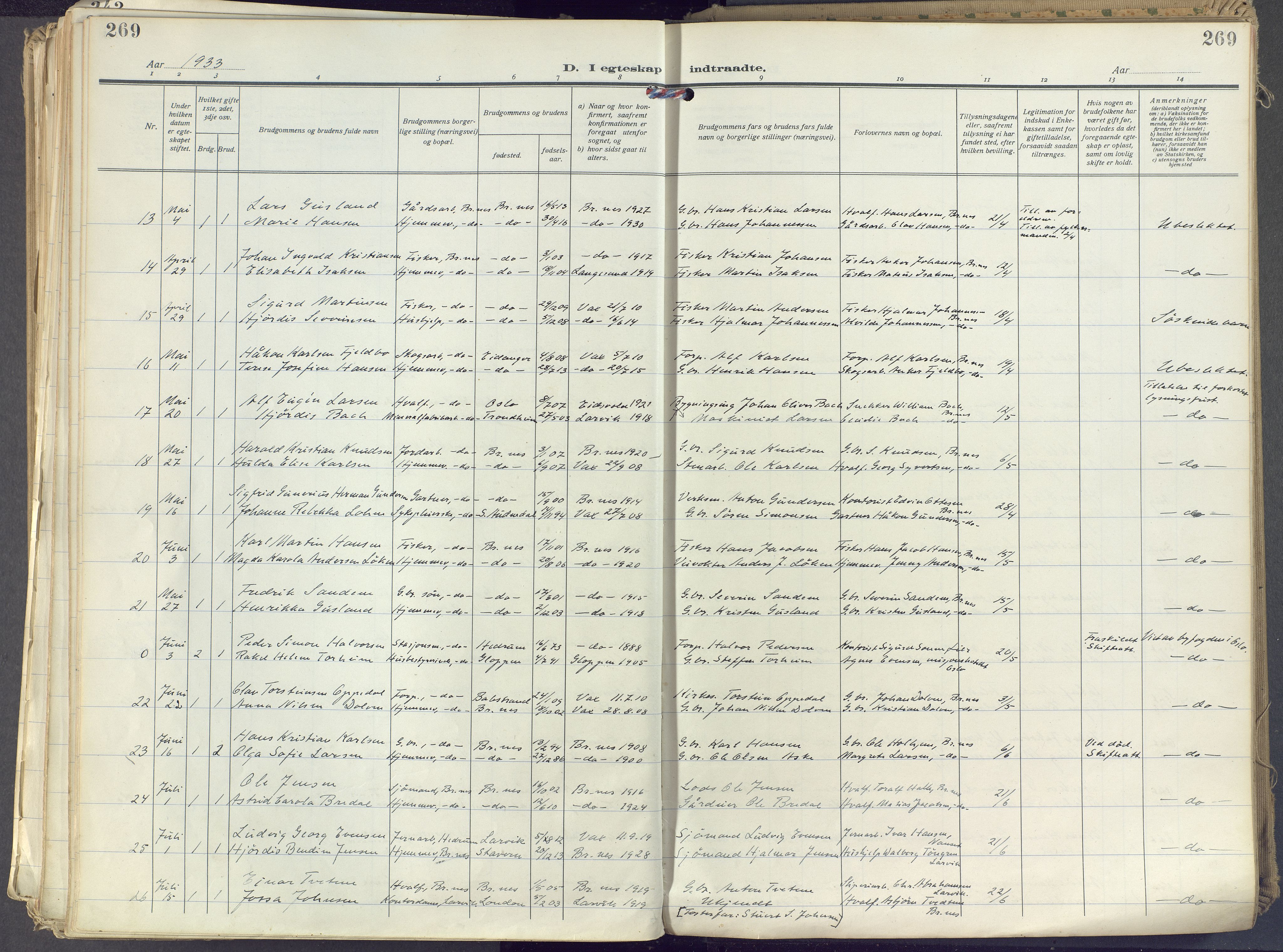 Brunlanes kirkebøker, SAKO/A-342/F/Fc/L0004: Parish register (official) no. III 4, 1923-1943, p. 269