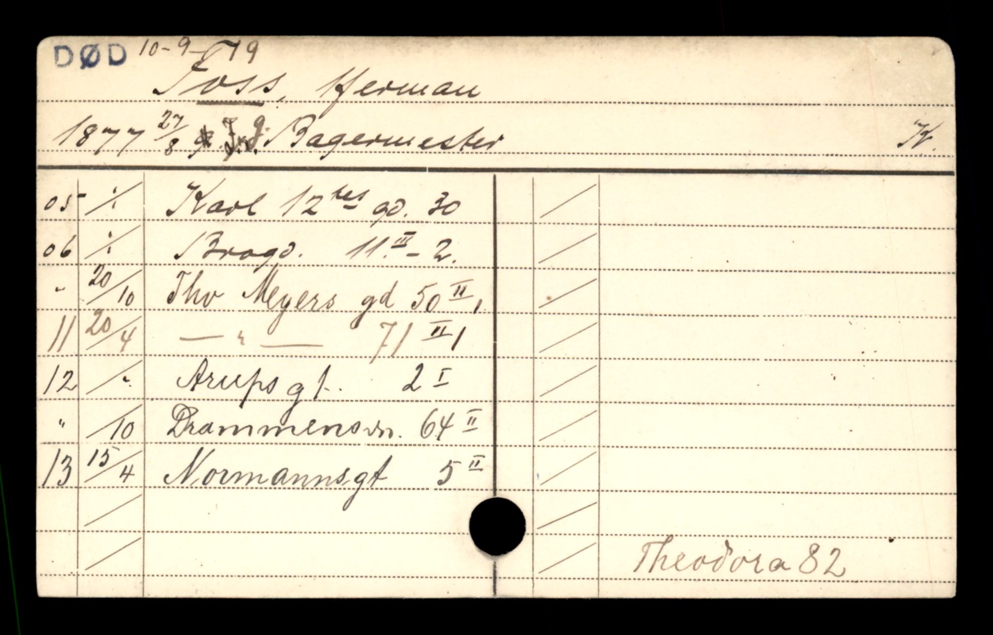 Oslo folkeregister, Registerkort, SAO/A-11715/D/Da/L0021: Menn: Foss Henry - Frost August, 1906-1919