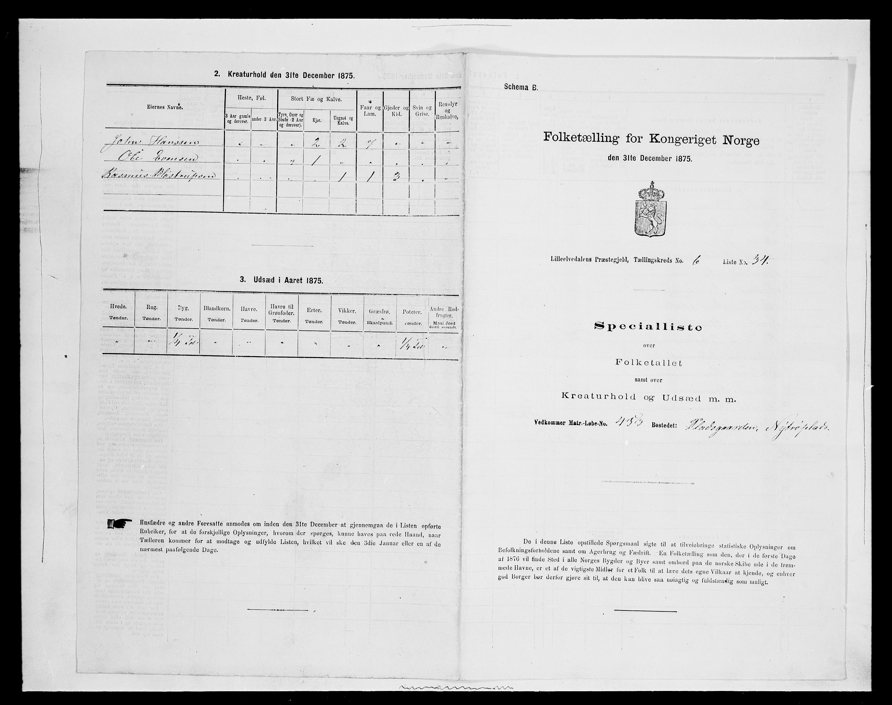 SAH, 1875 census for 0438P Lille Elvedalen, 1875, p. 574