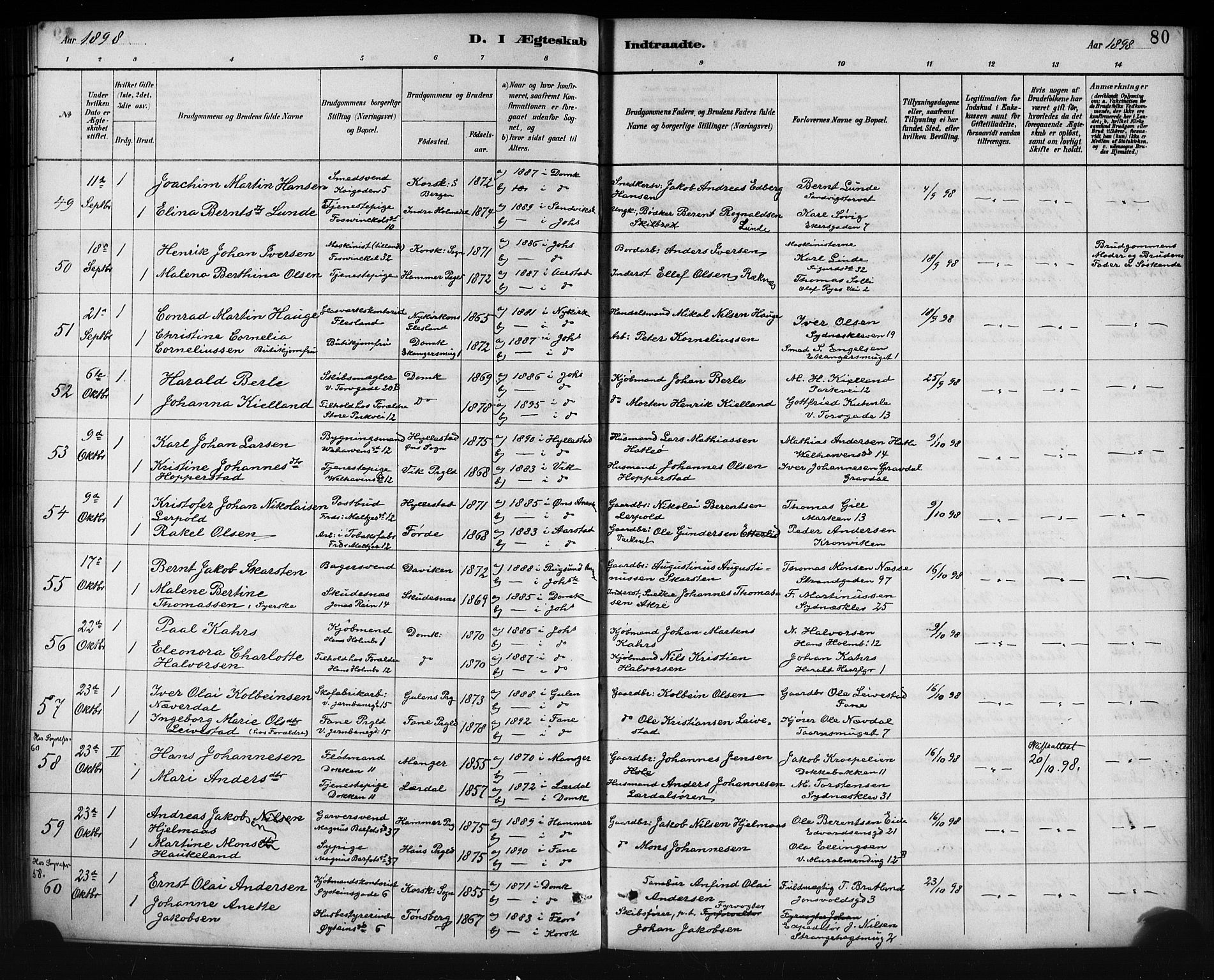 Johanneskirken sokneprestembete, AV/SAB-A-76001/H/Hab: Parish register (copy) no. C 1, 1885-1912, p. 80