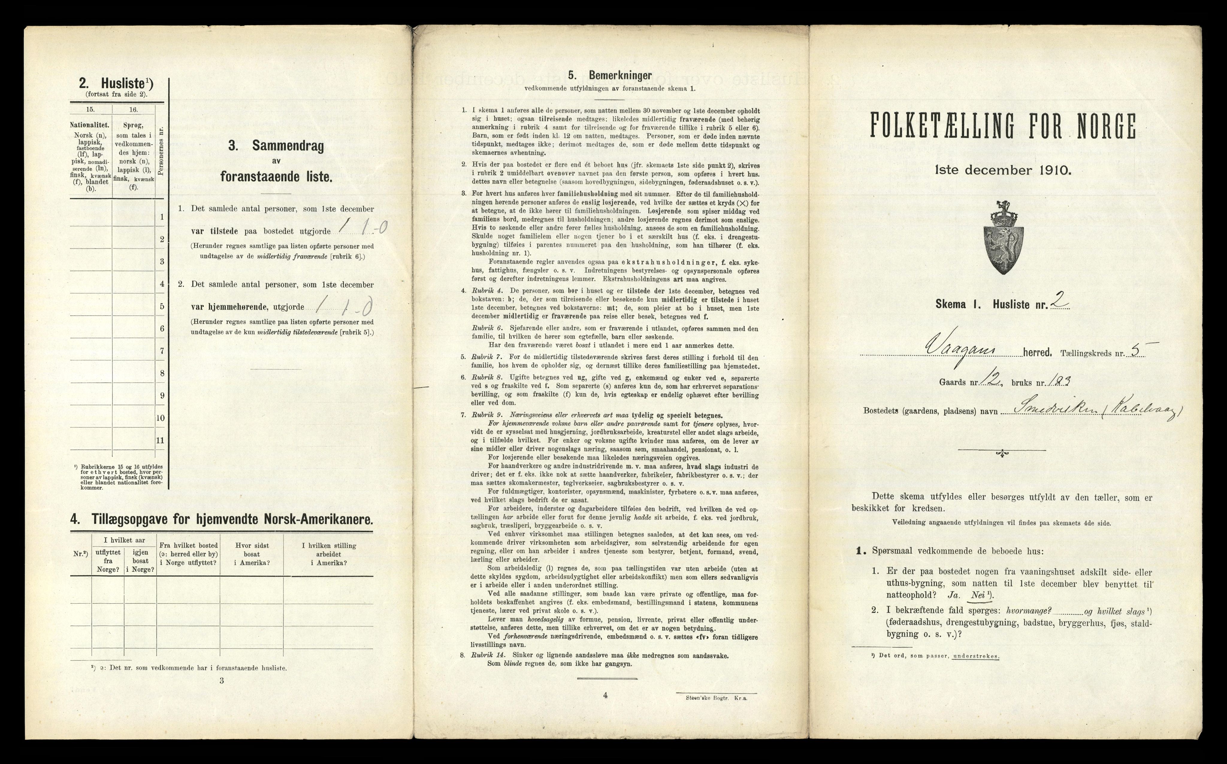RA, 1910 census for Vågan, 1910, p. 447