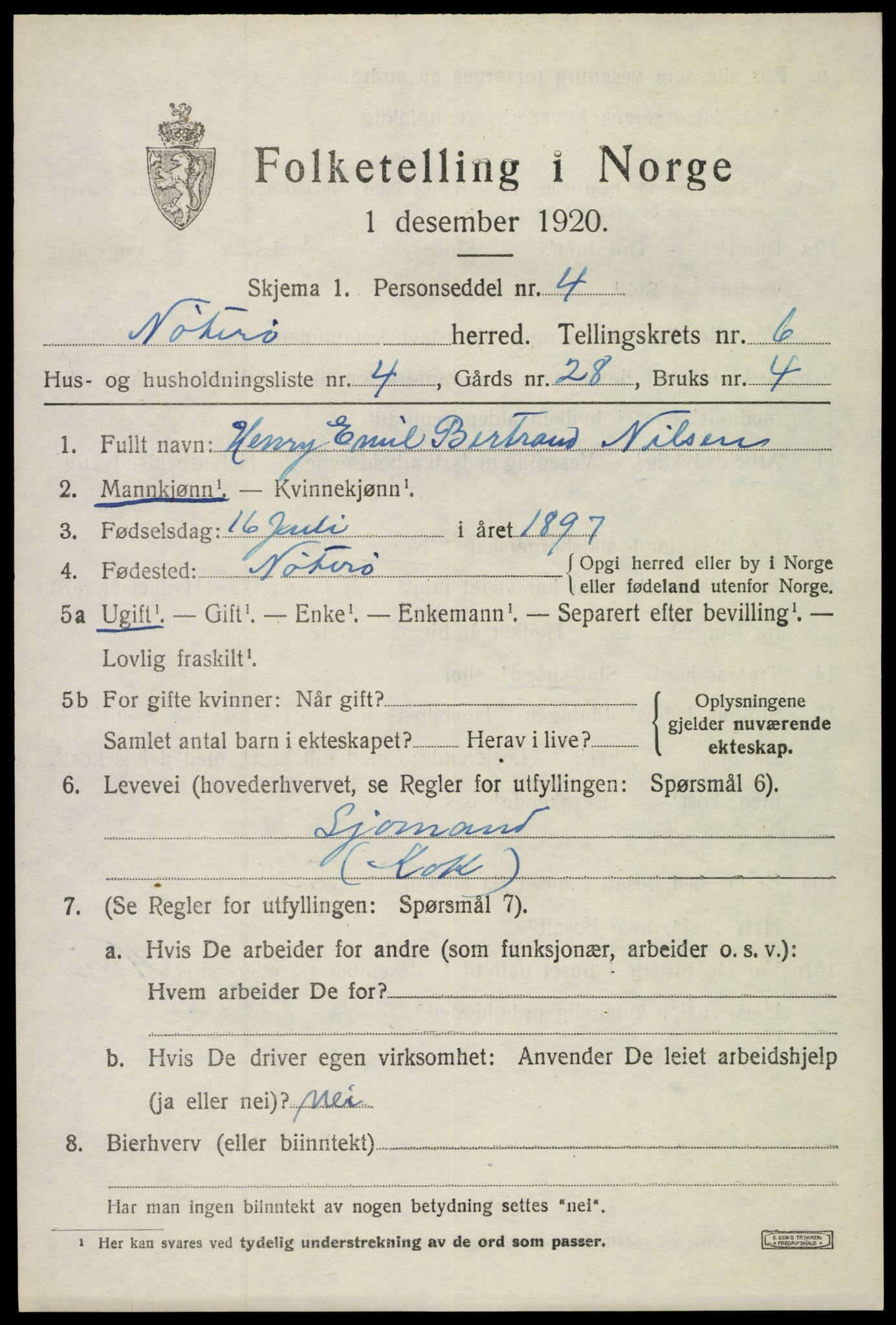SAKO, 1920 census for Nøtterøy, 1920, p. 8471
