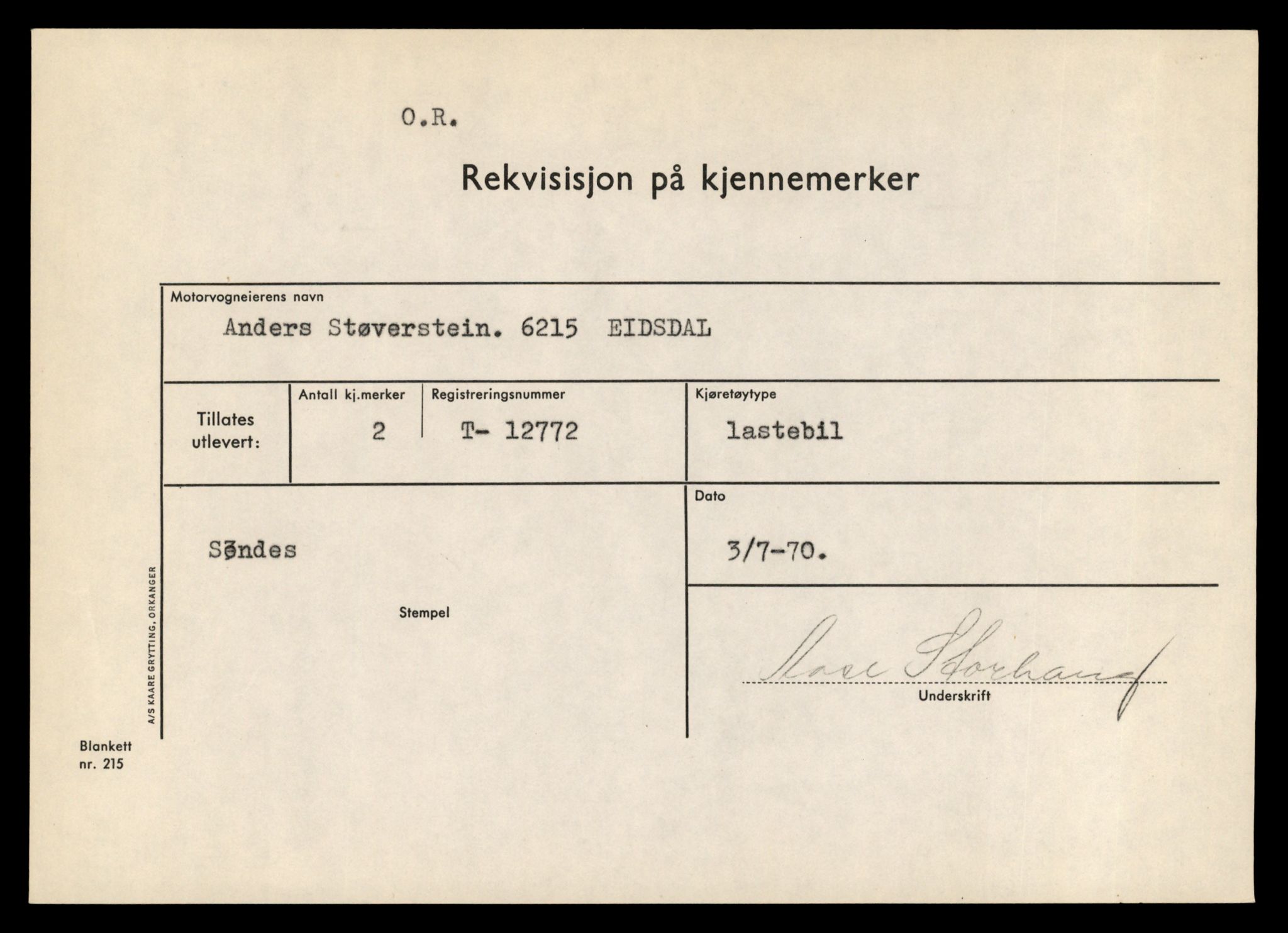 Møre og Romsdal vegkontor - Ålesund trafikkstasjon, AV/SAT-A-4099/F/Fe/L0035: Registreringskort for kjøretøy T 12653 - T 12829, 1927-1998, p. 2806