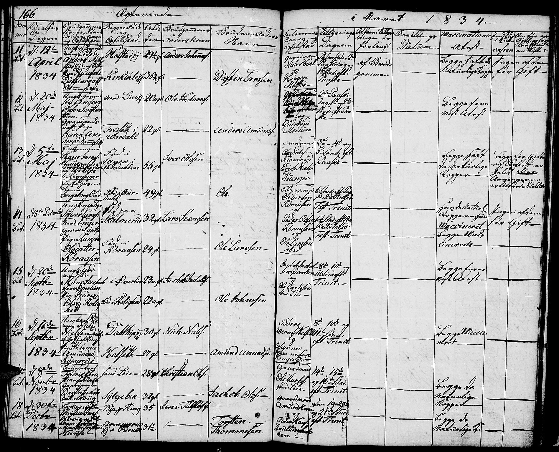 Nes prestekontor, Hedmark, AV/SAH-PREST-020/L/La/L0004: Parish register (copy) no. 4, 1832-1861, p. 166