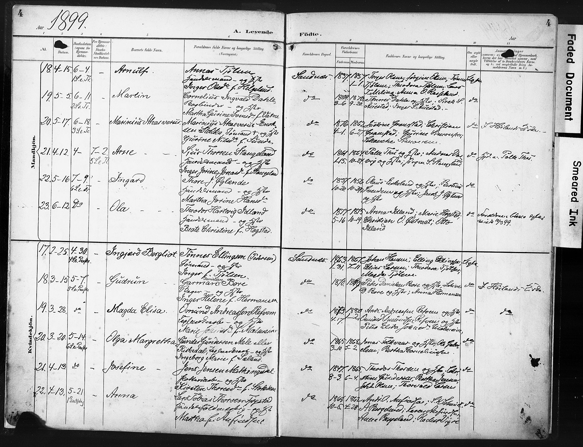 Høyland sokneprestkontor, AV/SAST-A-101799/001/30BA/L0016: Parish register (official) no. A 16, 1899-1911, p. 4