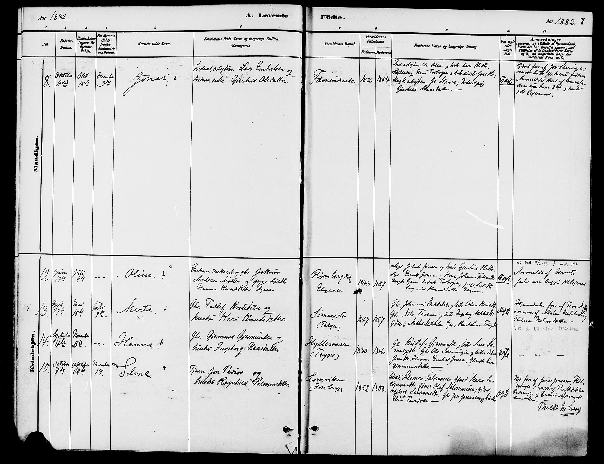 Engerdal prestekontor, AV/SAH-PREST-048/H/Ha/Haa/L0001: Parish register (official) no. 1, 1881-1898, p. 7