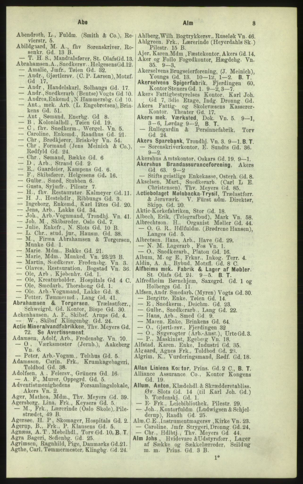 Kristiania/Oslo adressebok, PUBL/-, 1884, p. 3