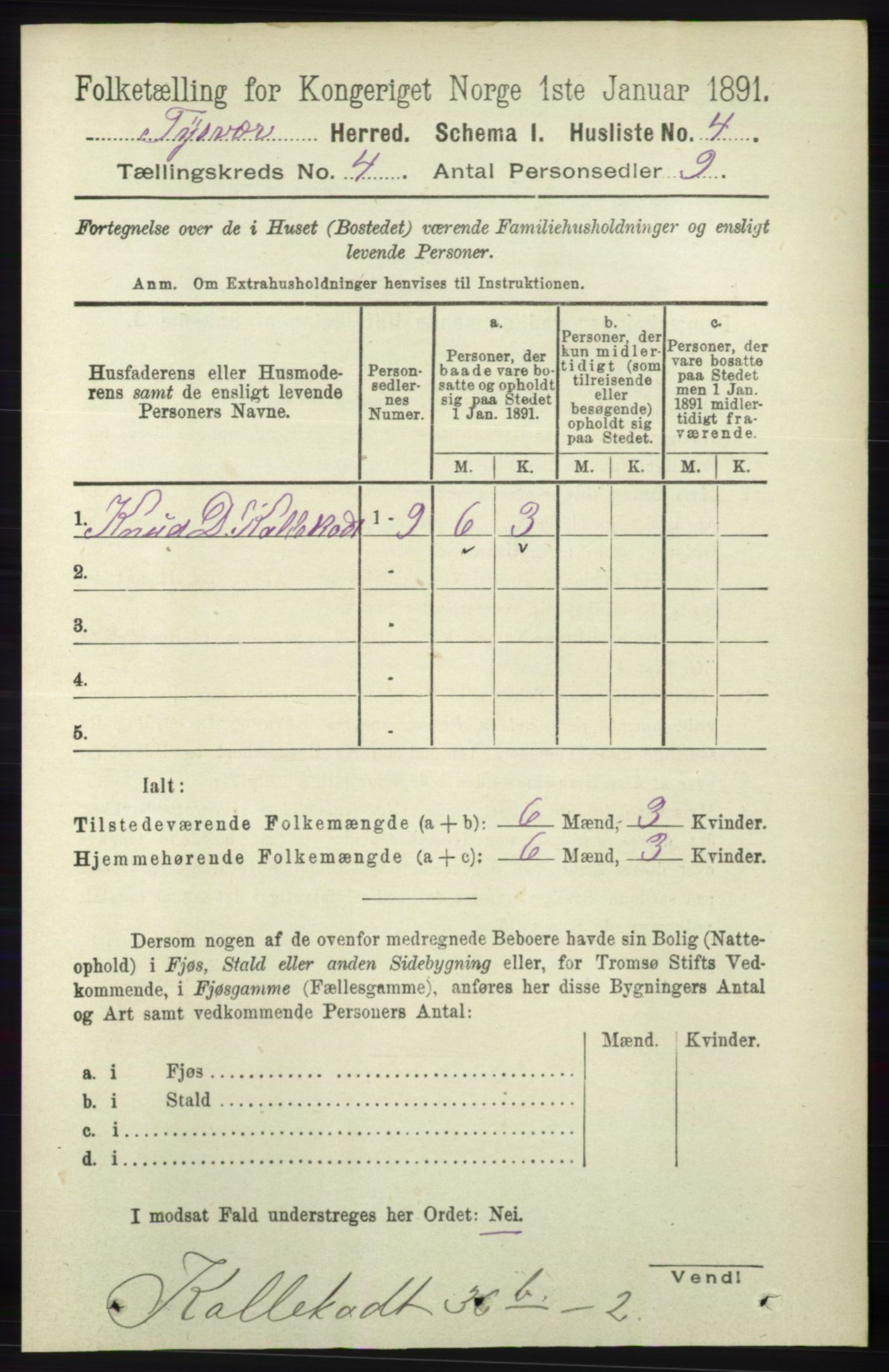 RA, 1891 census for 1146 Tysvær, 1891, p. 1454