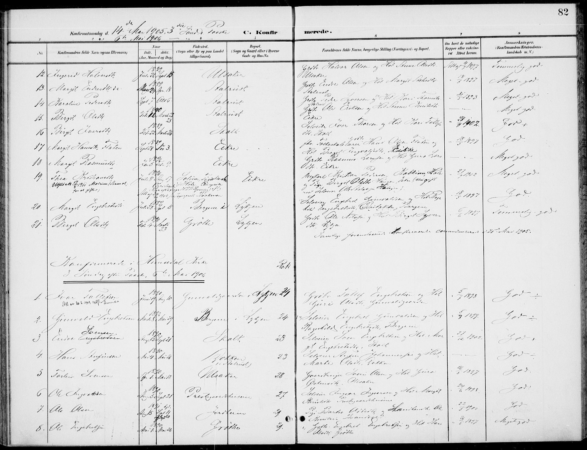 Gol kirkebøker, AV/SAKO-A-226/F/Fb/L0002: Parish register (official) no. II 2, 1900-1921, p. 82