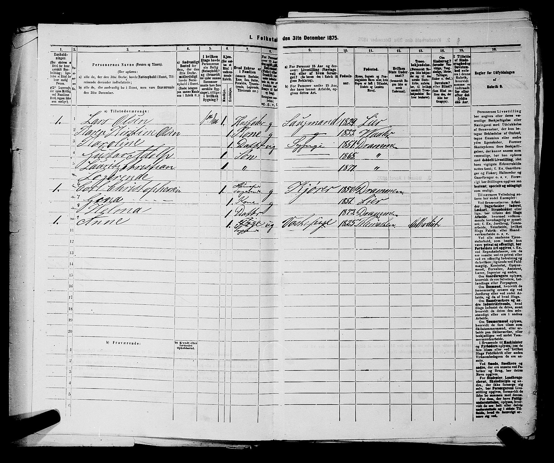 SAKO, 1875 census for 0602 Drammen, 1875, p. 529