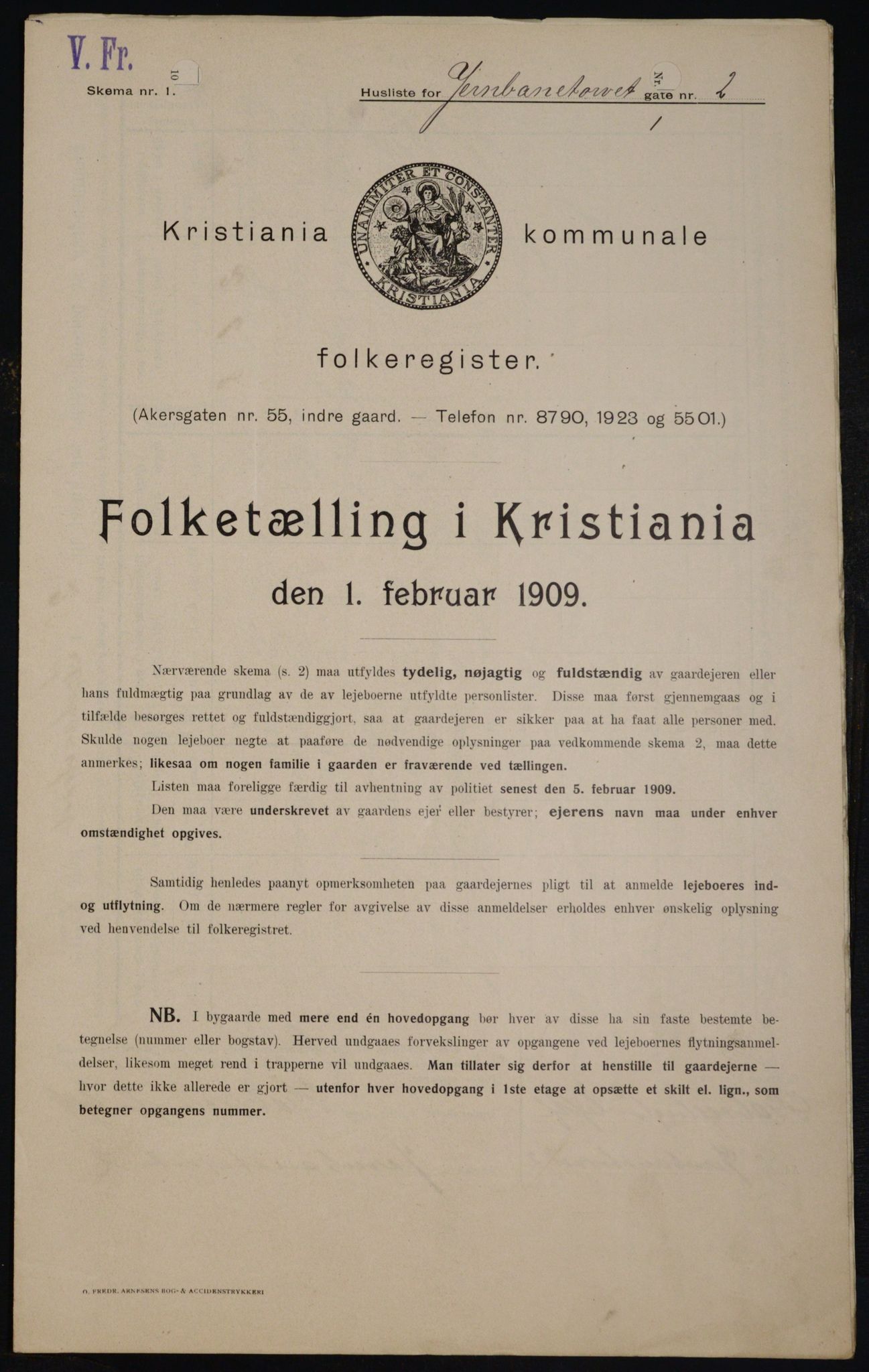 OBA, Municipal Census 1909 for Kristiania, 1909, p. 42848