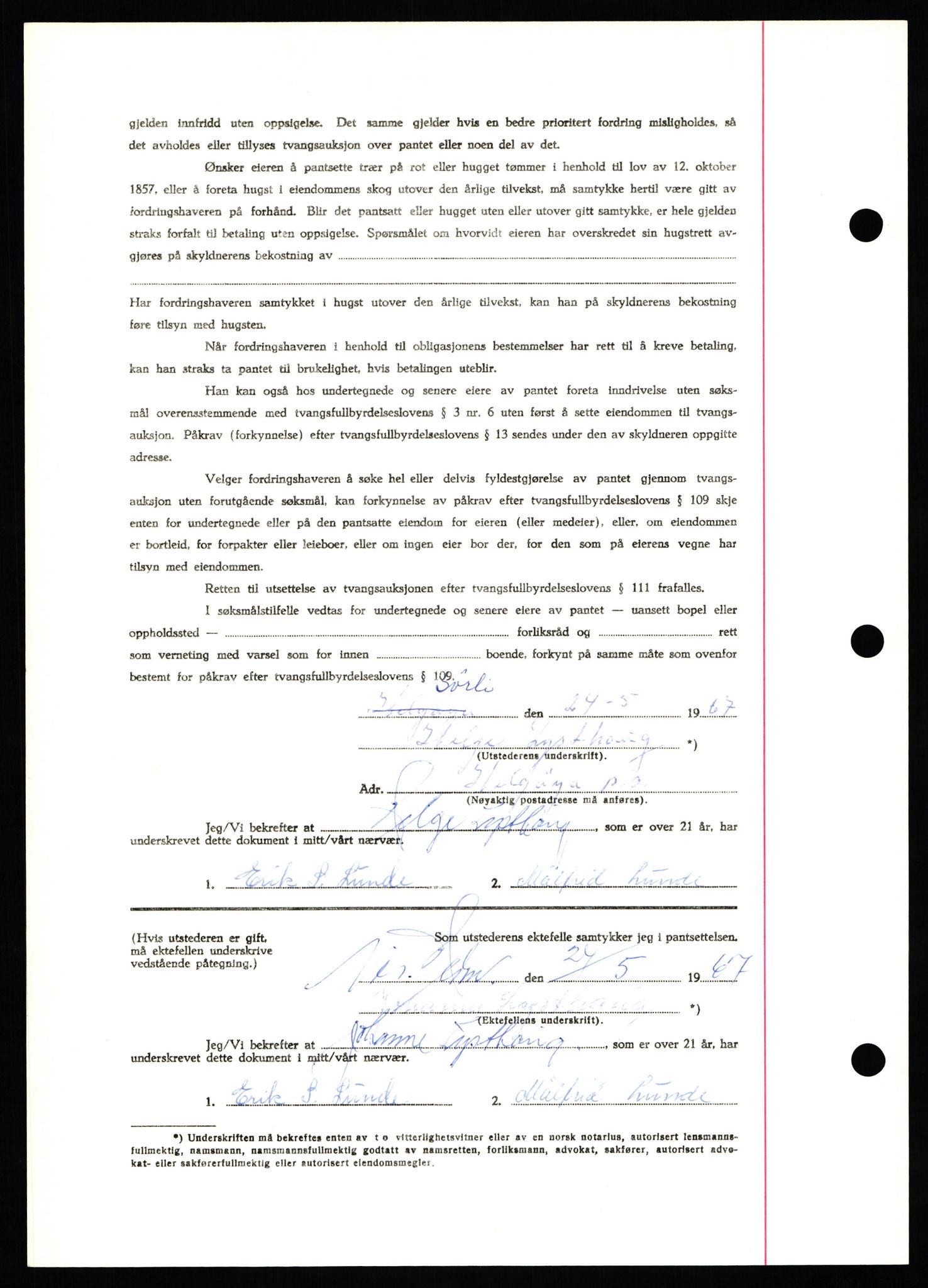 Nord-Hedmark sorenskriveri, SAH/TING-012/H/Hb/Hbf/L0071: Mortgage book no. B71, 1967-1967, Diary no: : 2367/1967