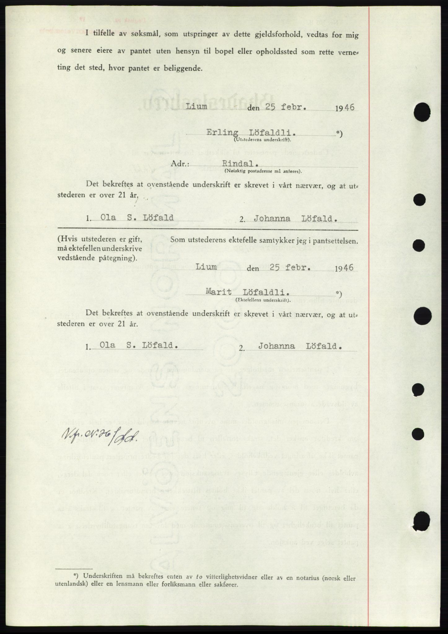 Nordmøre sorenskriveri, AV/SAT-A-4132/1/2/2Ca: Mortgage book no. B93b, 1946-1946, Diary no: : 534/1946