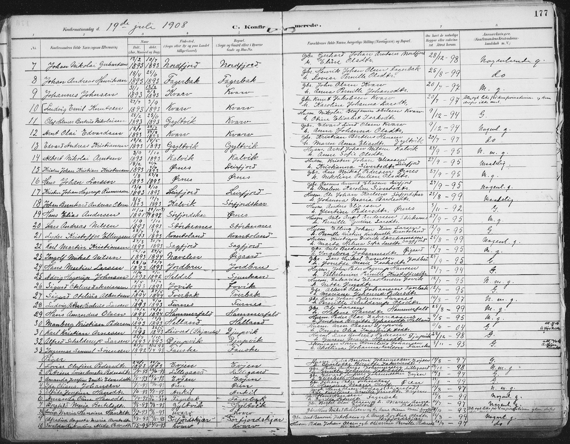 Ministerialprotokoller, klokkerbøker og fødselsregistre - Nordland, SAT/A-1459/854/L0779: Parish register (official) no. 854A02, 1892-1909, p. 177