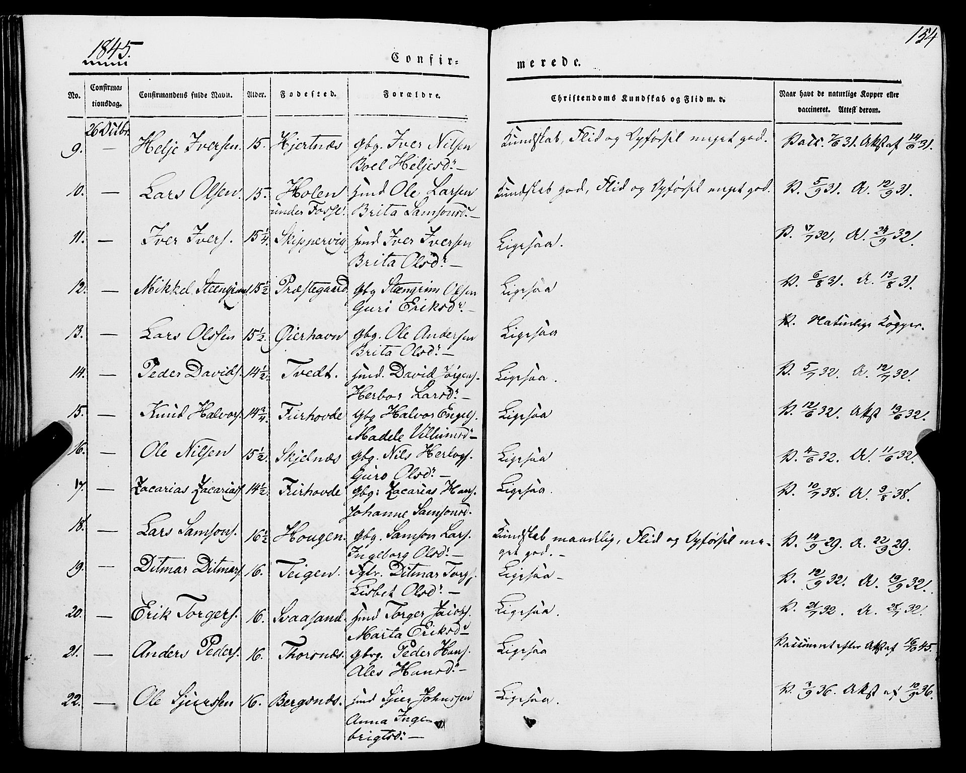 Strandebarm sokneprestembete, AV/SAB-A-78401/H/Haa: Parish register (official) no. A 7, 1844-1872, p. 154