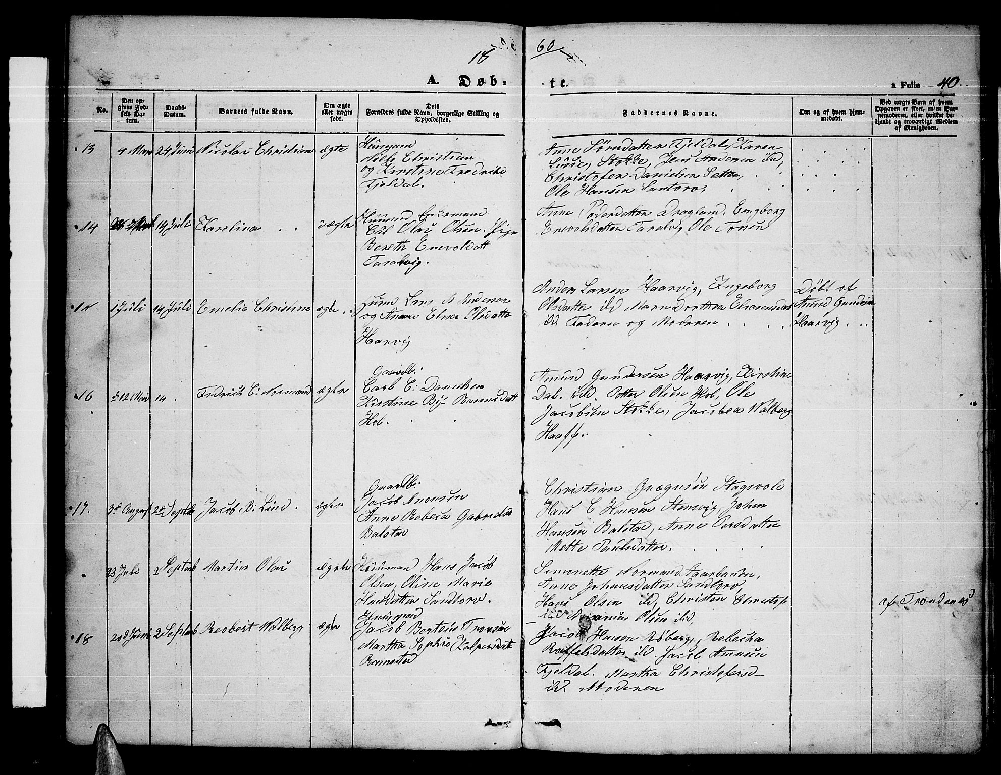 Ministerialprotokoller, klokkerbøker og fødselsregistre - Nordland, SAT/A-1459/865/L0929: Parish register (copy) no. 865C01, 1840-1866, p. 40