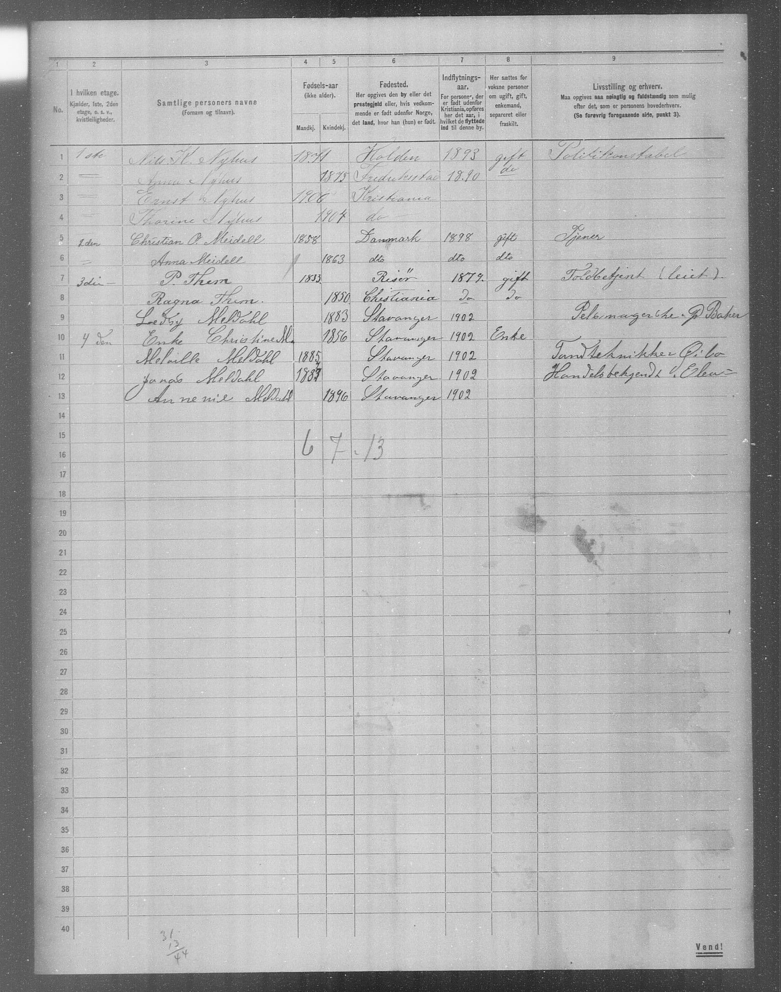 OBA, Municipal Census 1904 for Kristiania, 1904, p. 11489