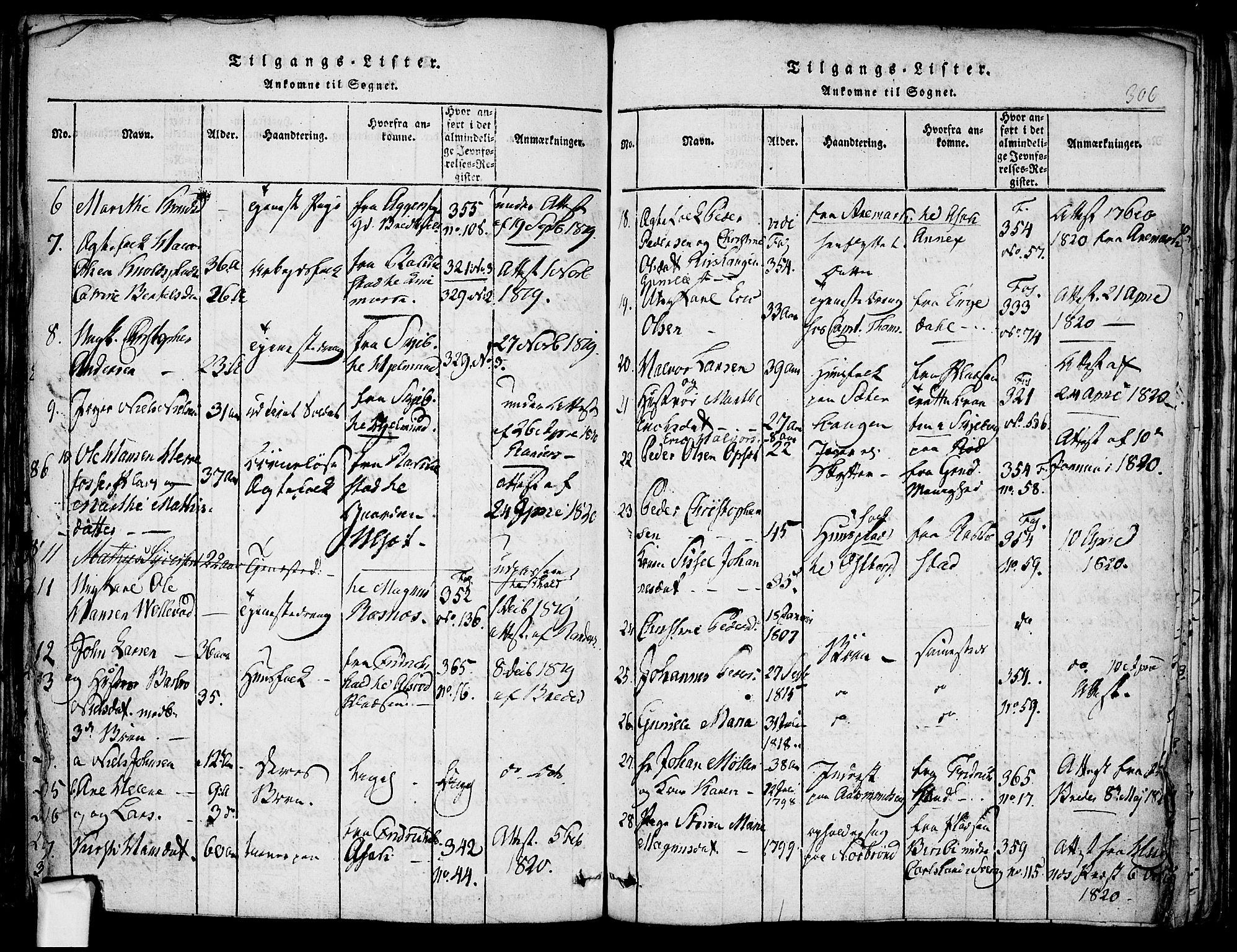 Berg prestekontor Kirkebøker, SAO/A-10902/F/Fa/L0002: Parish register (official) no. I 2, 1815-1831, p. 306
