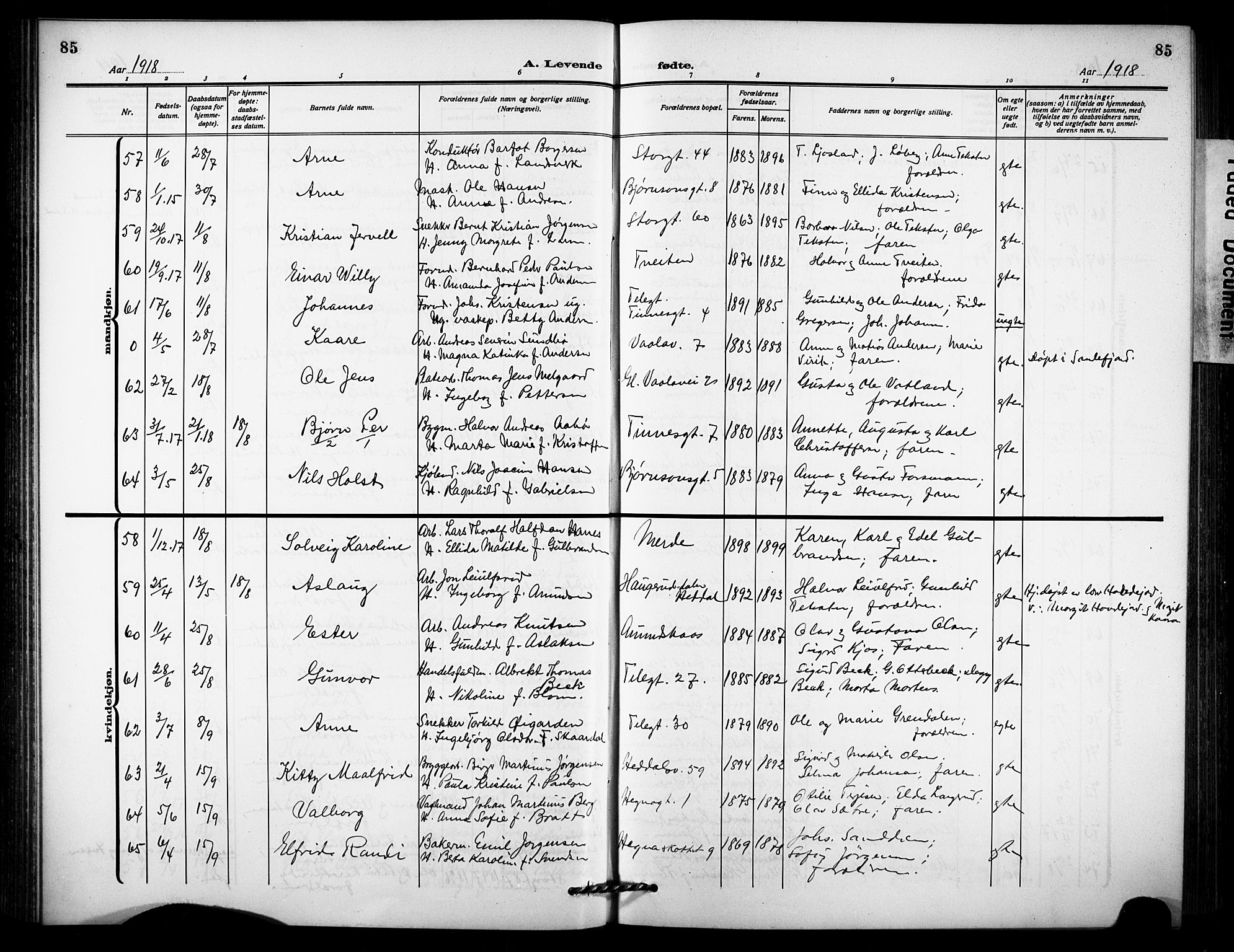 Notodden kirkebøker, AV/SAKO-A-290/G/Ga/L0001: Parish register (copy) no. 1, 1912-1923, p. 85