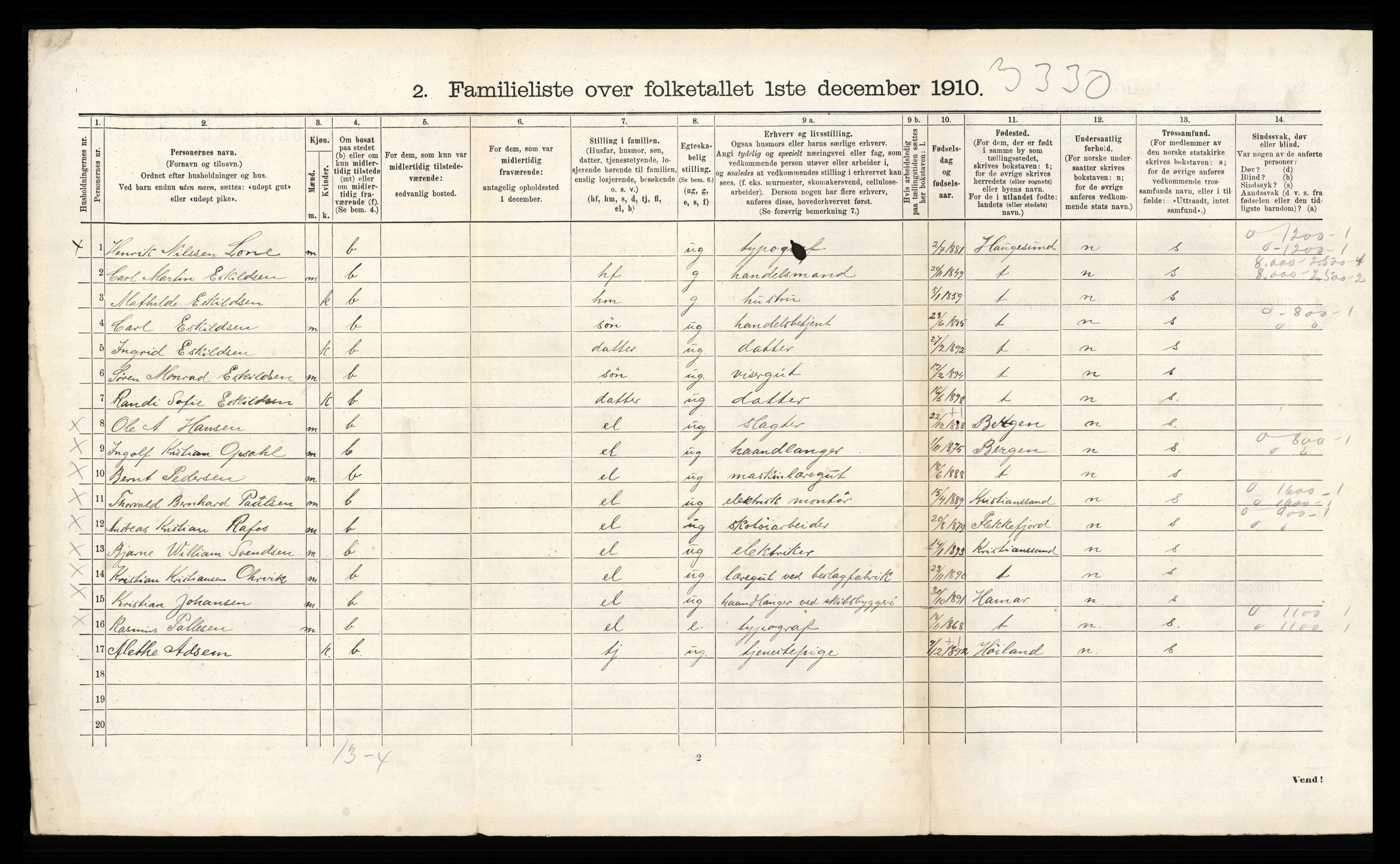 RA, 1910 census for Stavanger, 1910, p. 11229