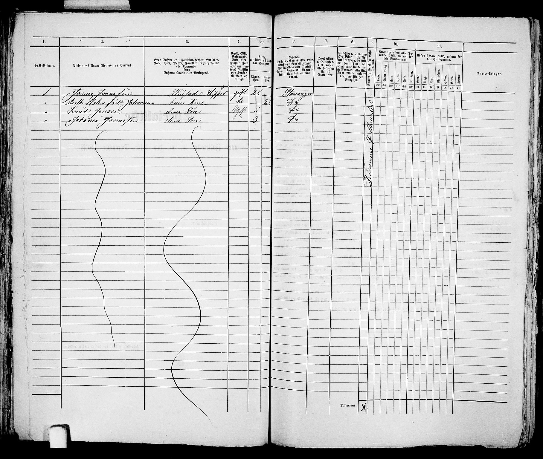 RA, 1865 census for Stavanger, 1865, p. 2587